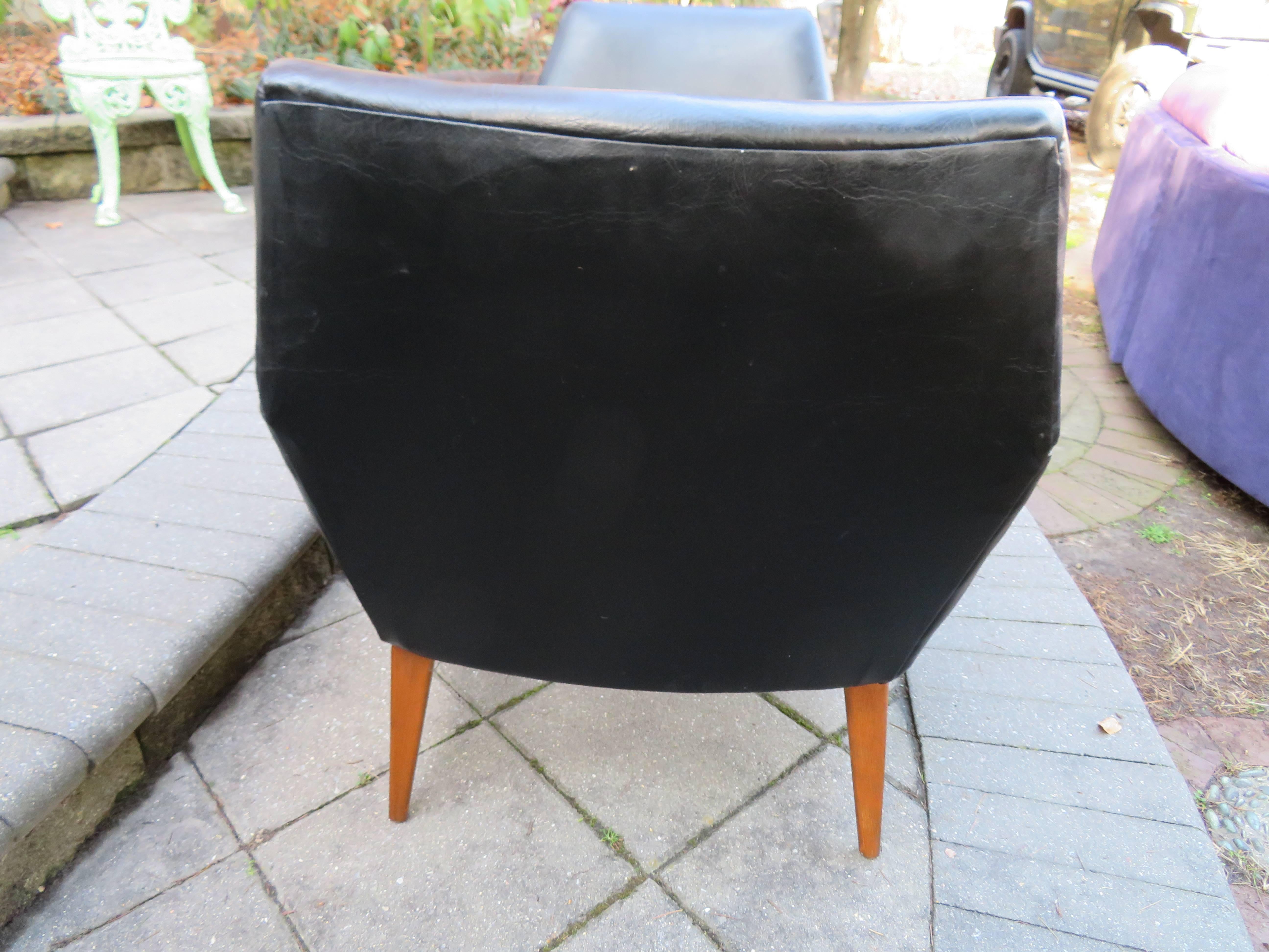 Faux Leather Handsome Pair of Danish Modern Walnut Lounge Chairs For Sale