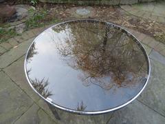 Sexy Milo Baughman Round Chrome Glass Coffee Table Mid-Century Modern
