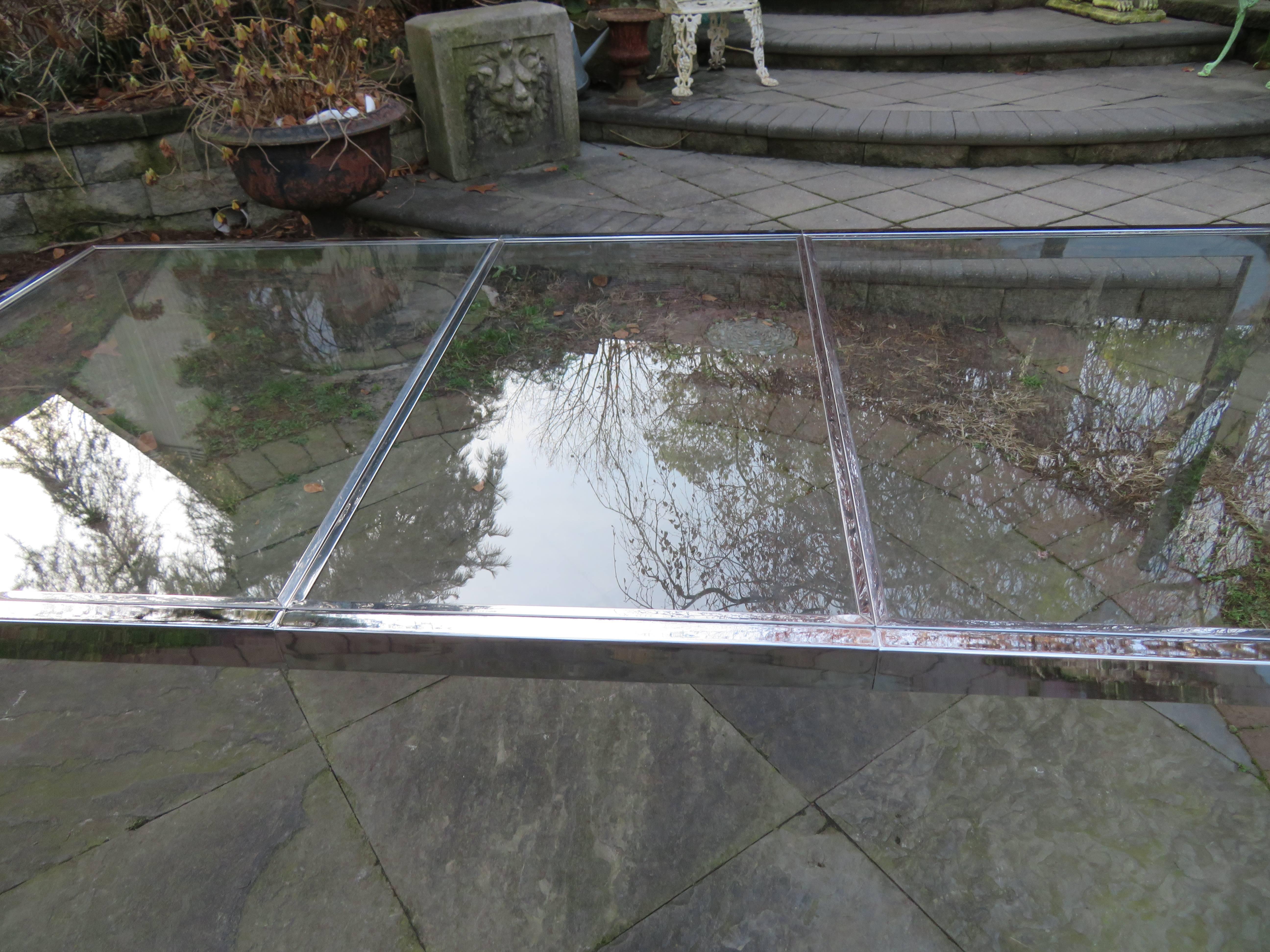 Mid-Century Modern Striking DIA Chrome and Glass Dining Table or Desk, Mid-Century