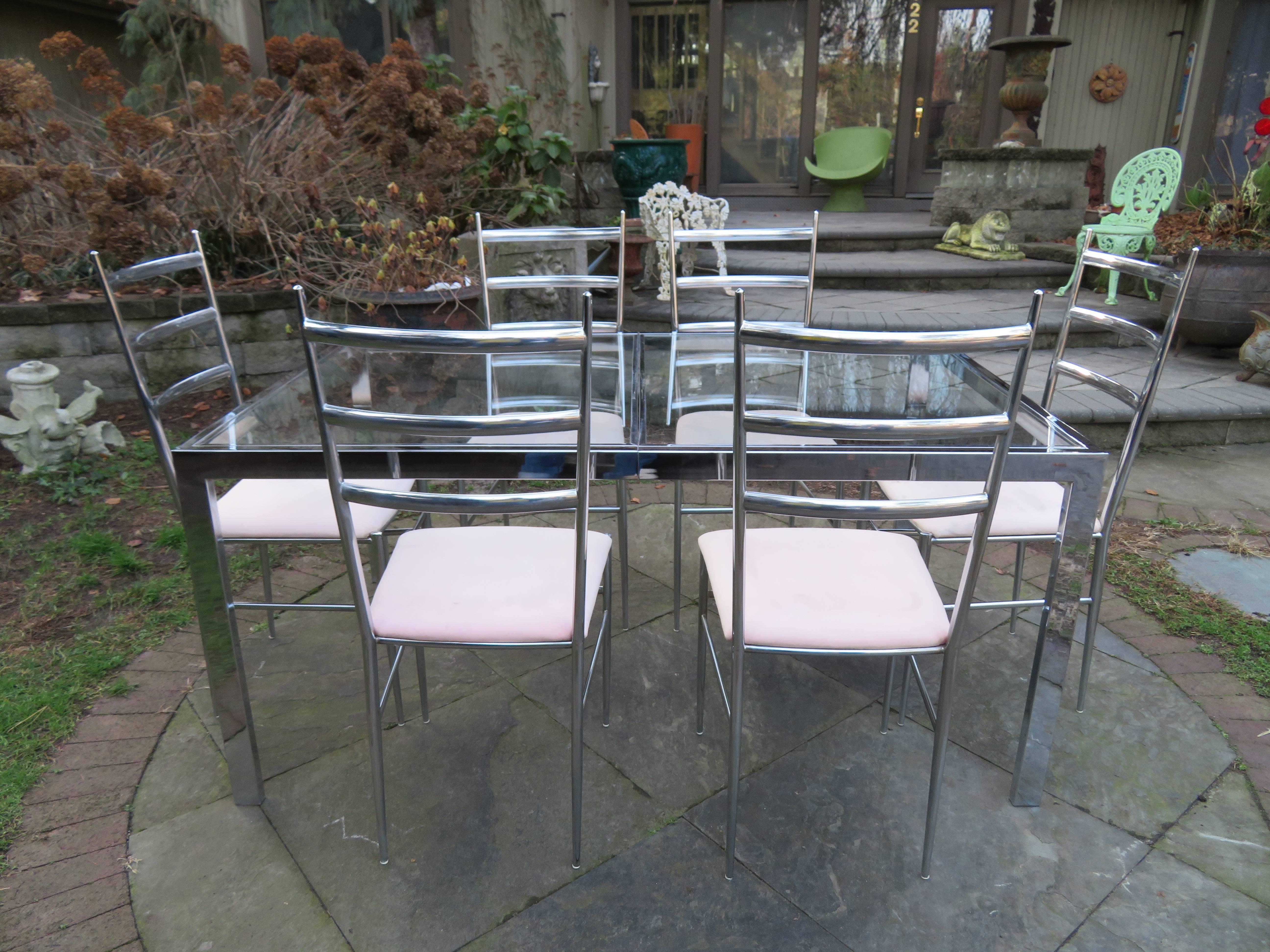Late 20th Century Striking DIA Chrome and Glass Dining Table or Desk, Mid-Century