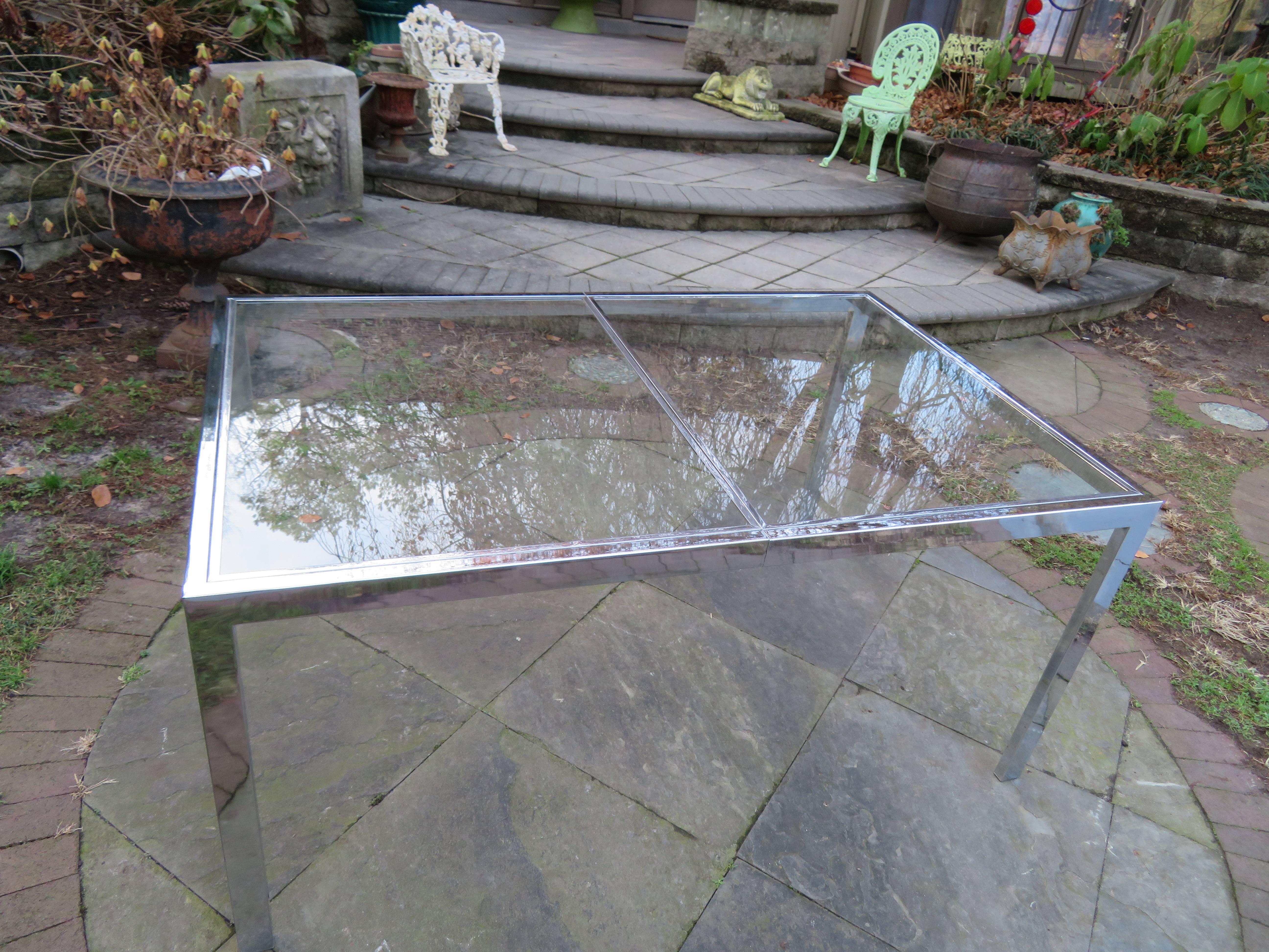 Striking DIA Chrome and Glass Dining Table or Desk, Mid-Century 1