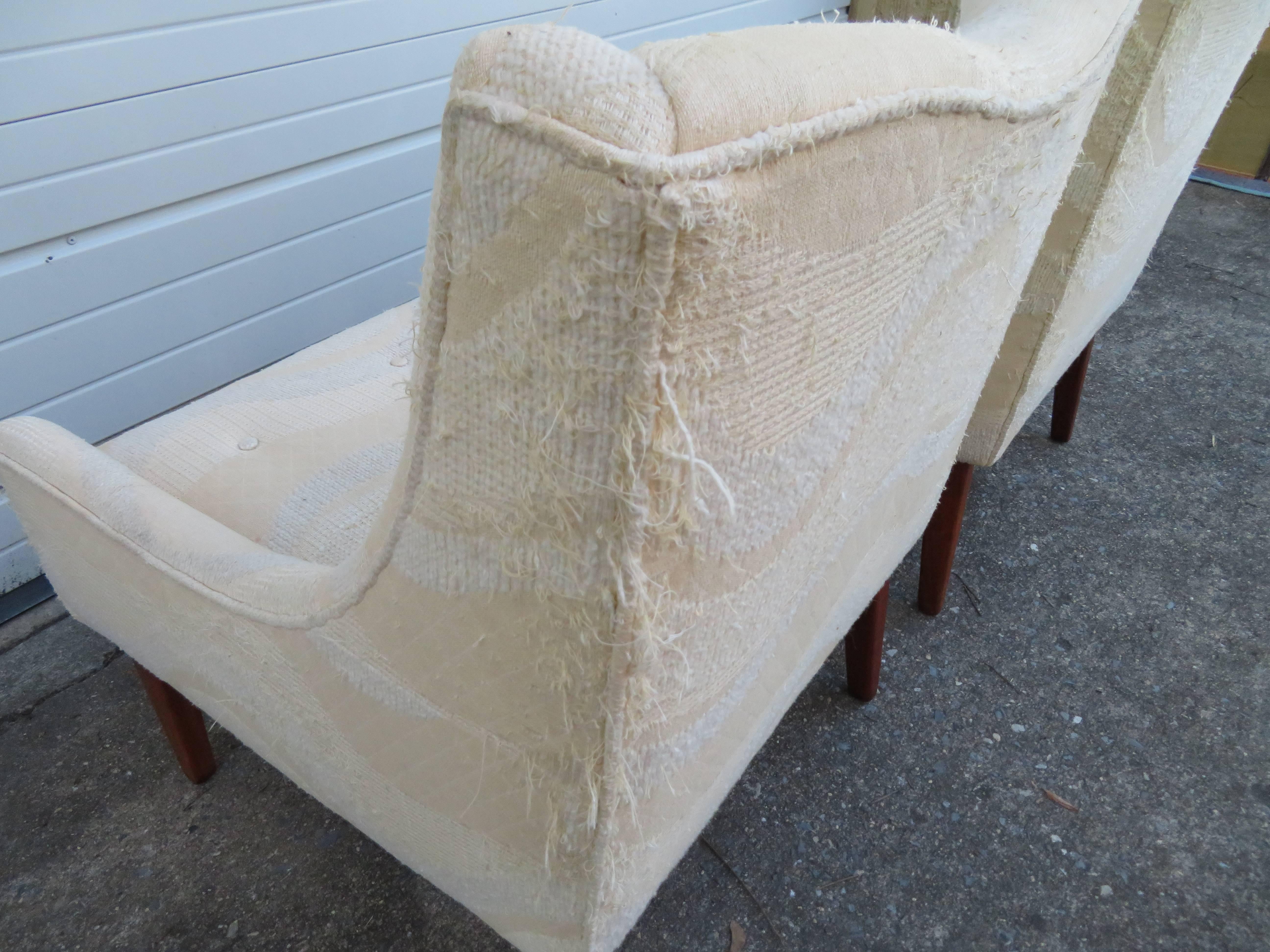 Upholstery Pair of Slipper Lounge Chairs Mid-Century Modern For Sale