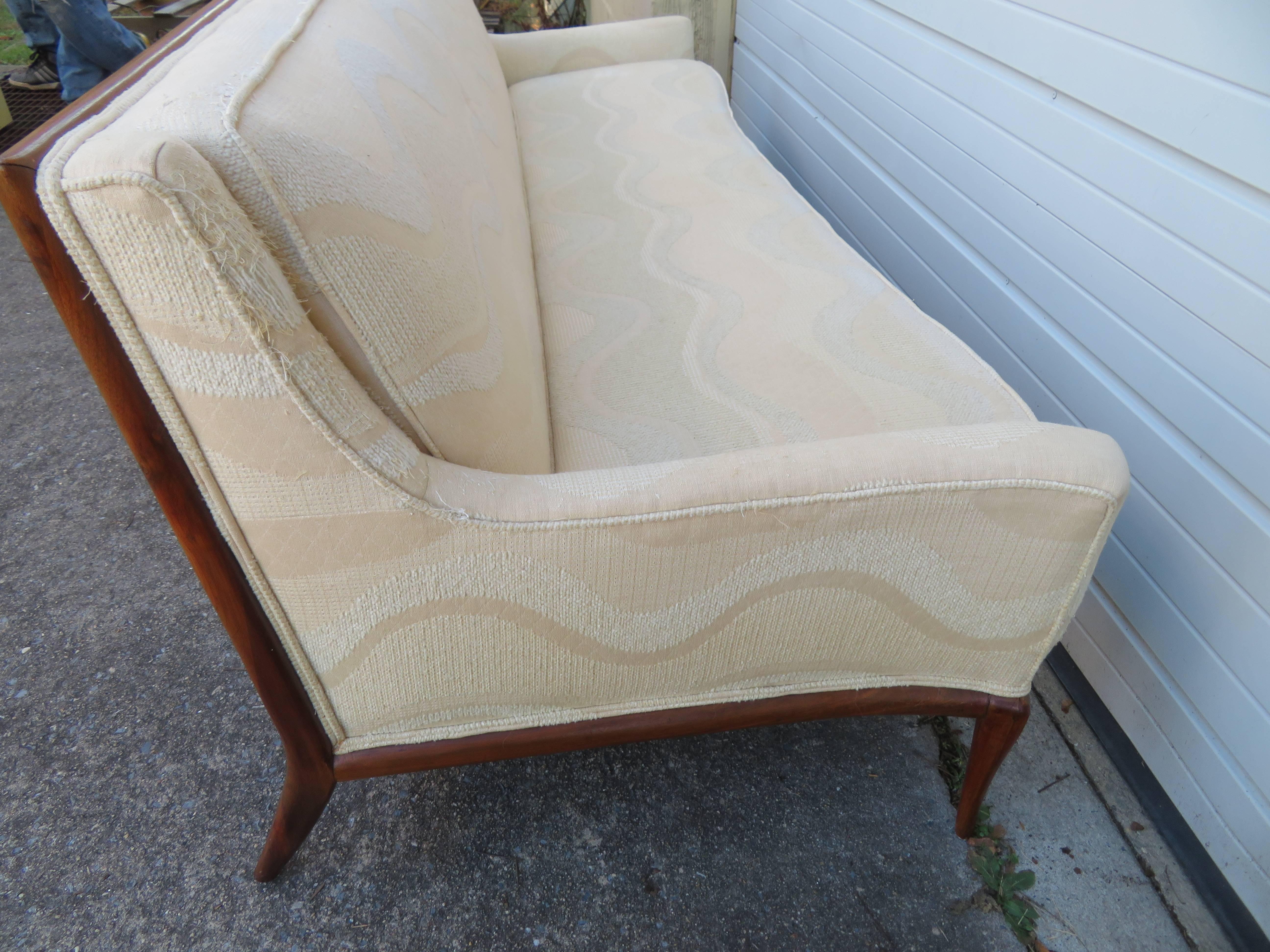 Upholstery Lovely Robsjohn-Gibbings Walnut Sofa For Sale