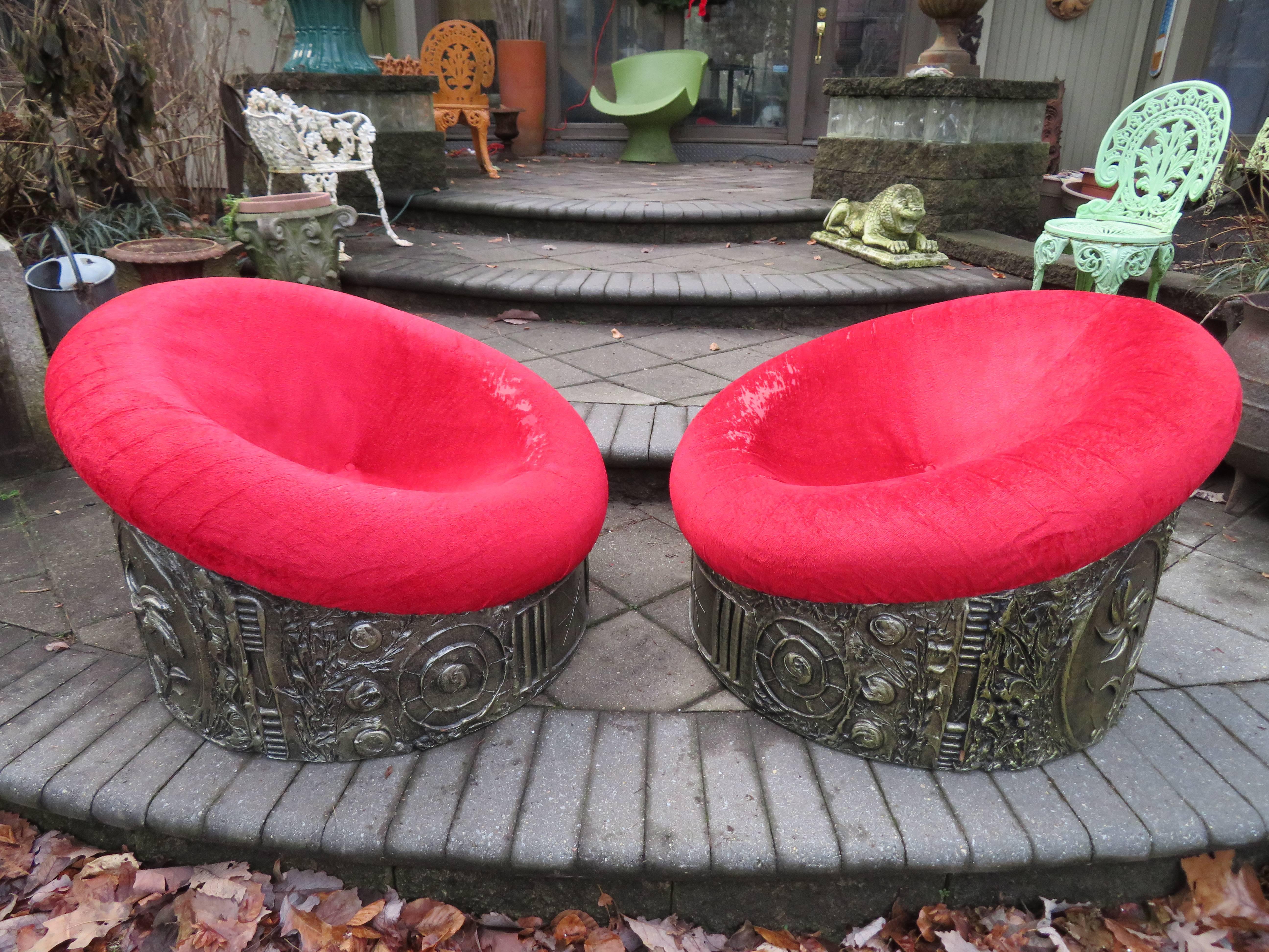 Amazing pair of Adrian Pearsall Brutalist lounge chairs. Chairs need new upholstery but bases are in excellent condition, circa 1970s.