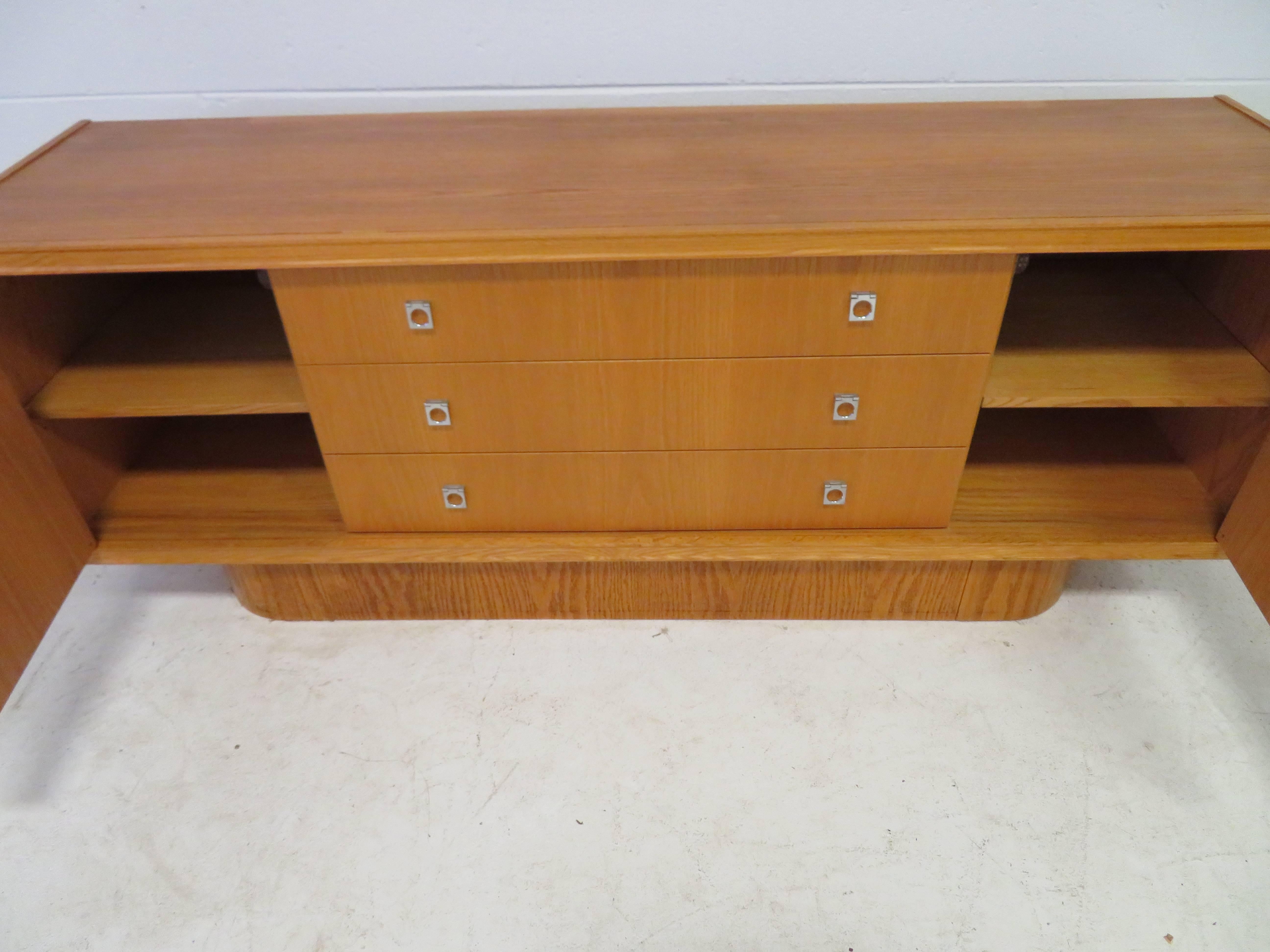 Canadian Unusual Sculptural Front Credenza, Mid-Century Modern