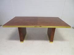 Spectacular Pierre Cardin Burled and Brass Dining Table Mid-Century Modern