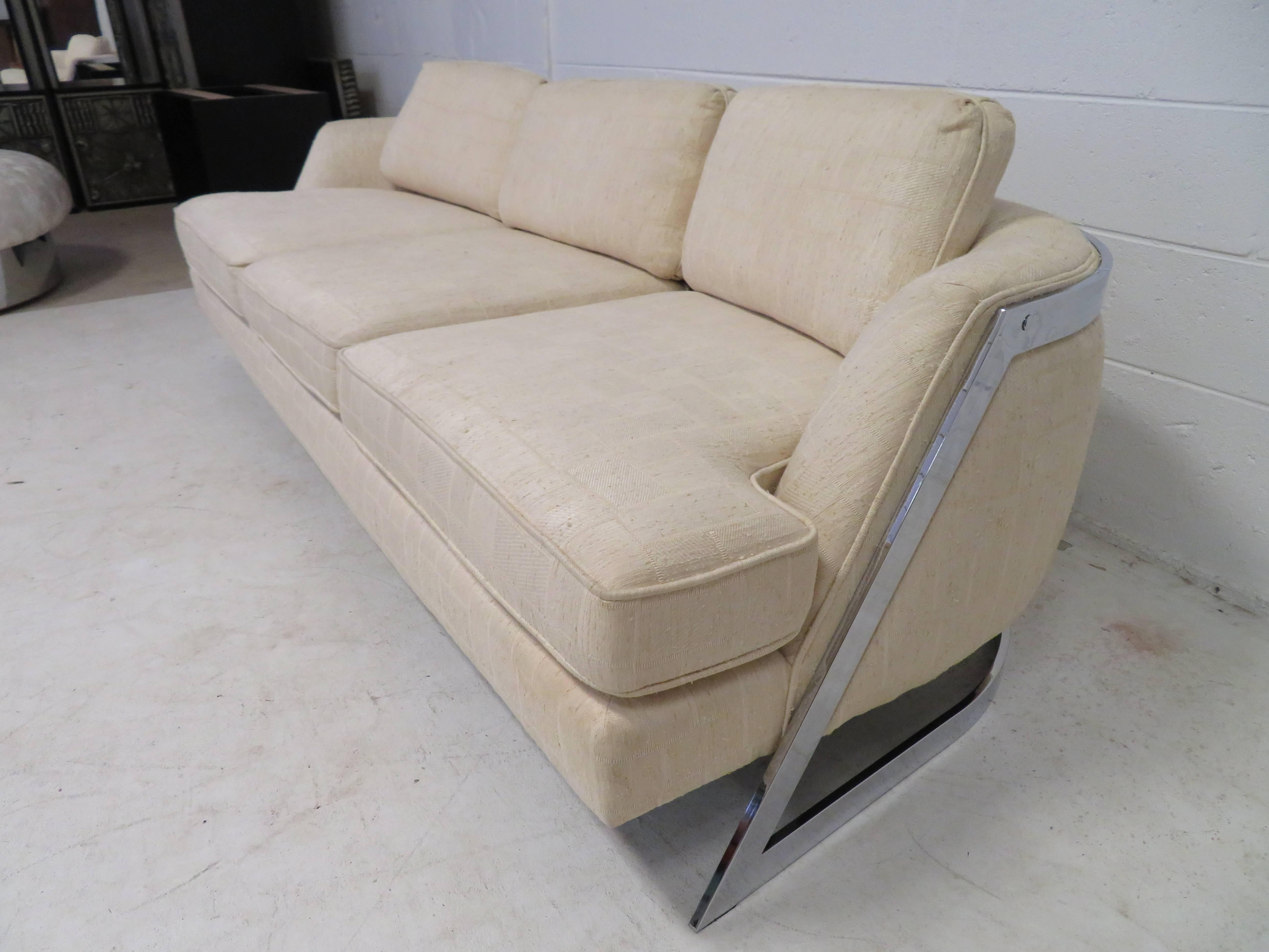 milo baughman curved sofa