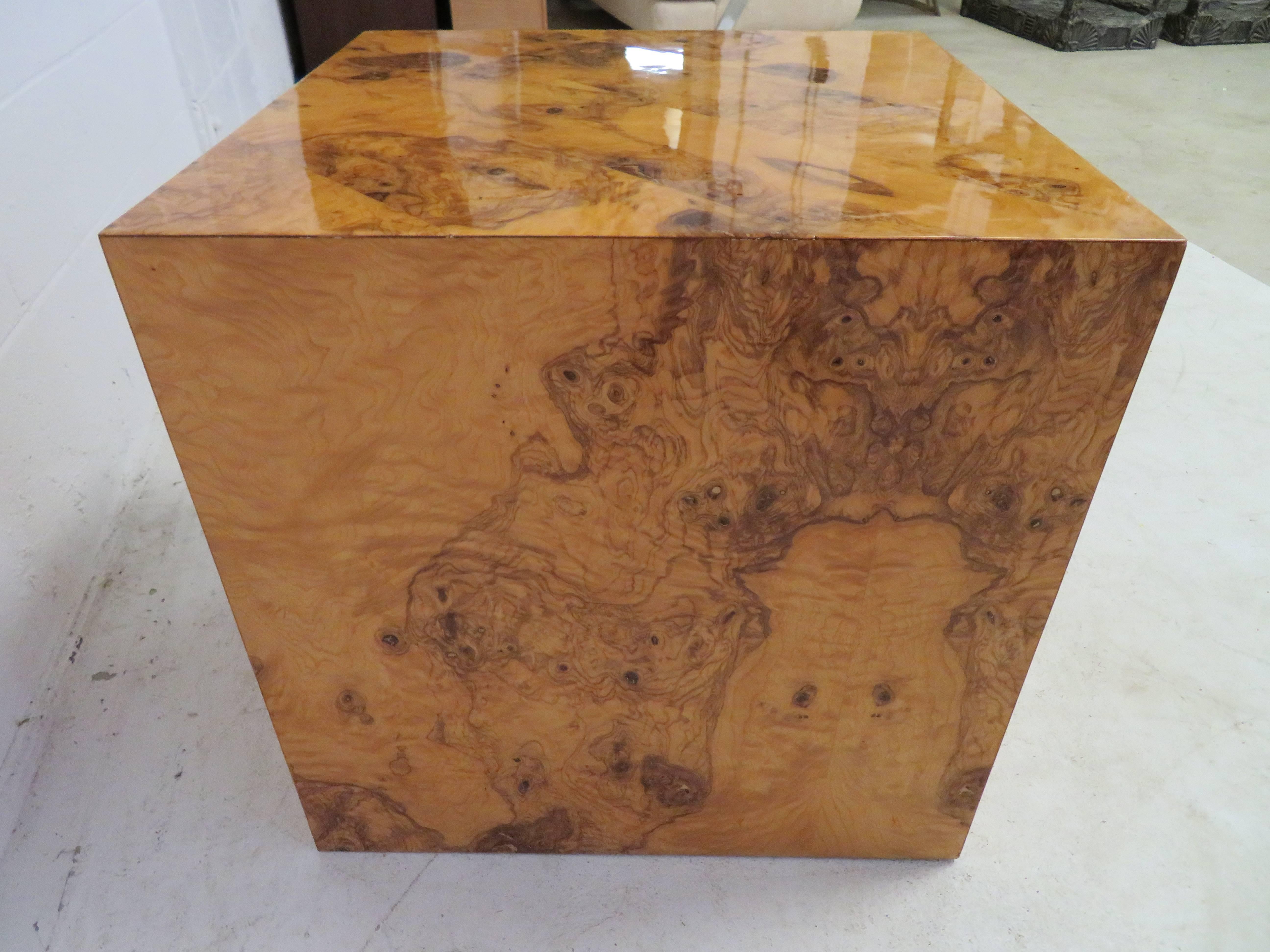 Mid-Century Modern Wonderful Milo Baughman for Thayer Coggin Burl Wood Cube
