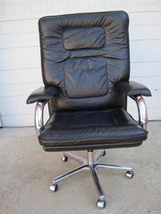 Pace Collection Mariani Leather Chrome Rolling Desk Chair Mid-Century Modern