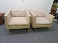 Wonderful Signed Pair of Milo Baughman Cube Chairs Mid-Century Modern