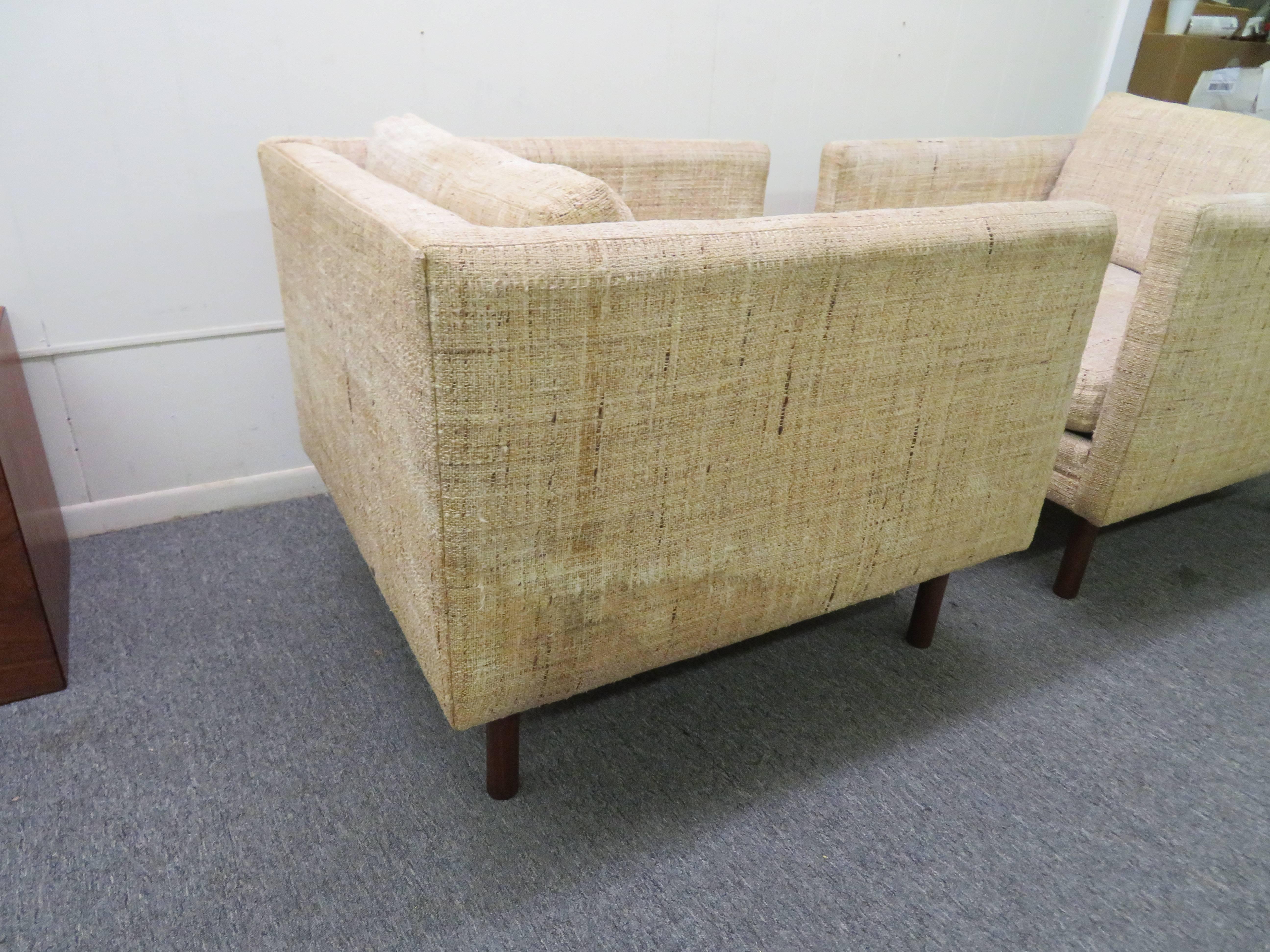 Wonderful Signed Pair of Milo Baughman Cube Chairs Mid-Century Modern For Sale 2