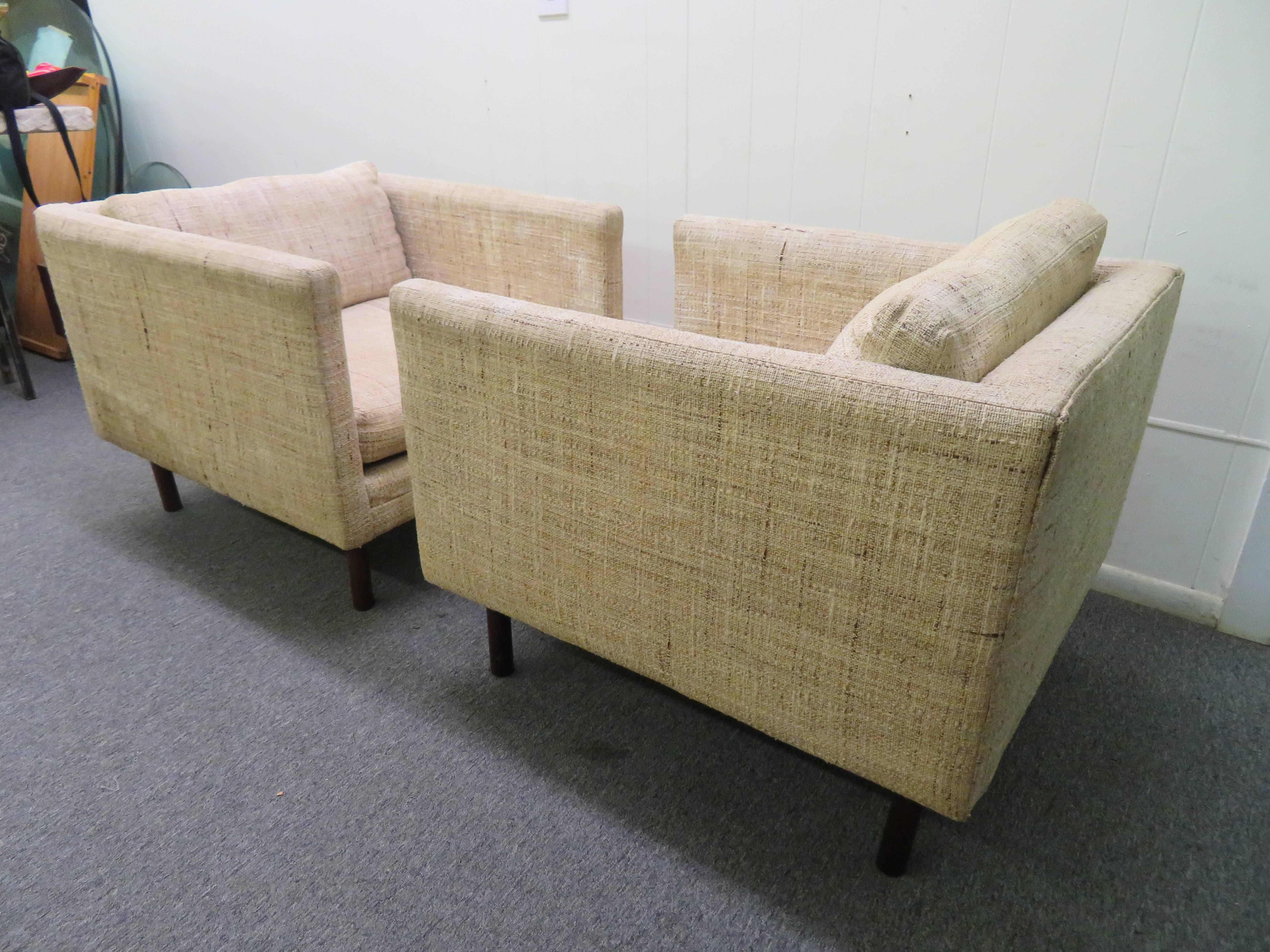 Wonderful Signed Pair of Milo Baughman Cube Chairs Mid-Century Modern For Sale 4