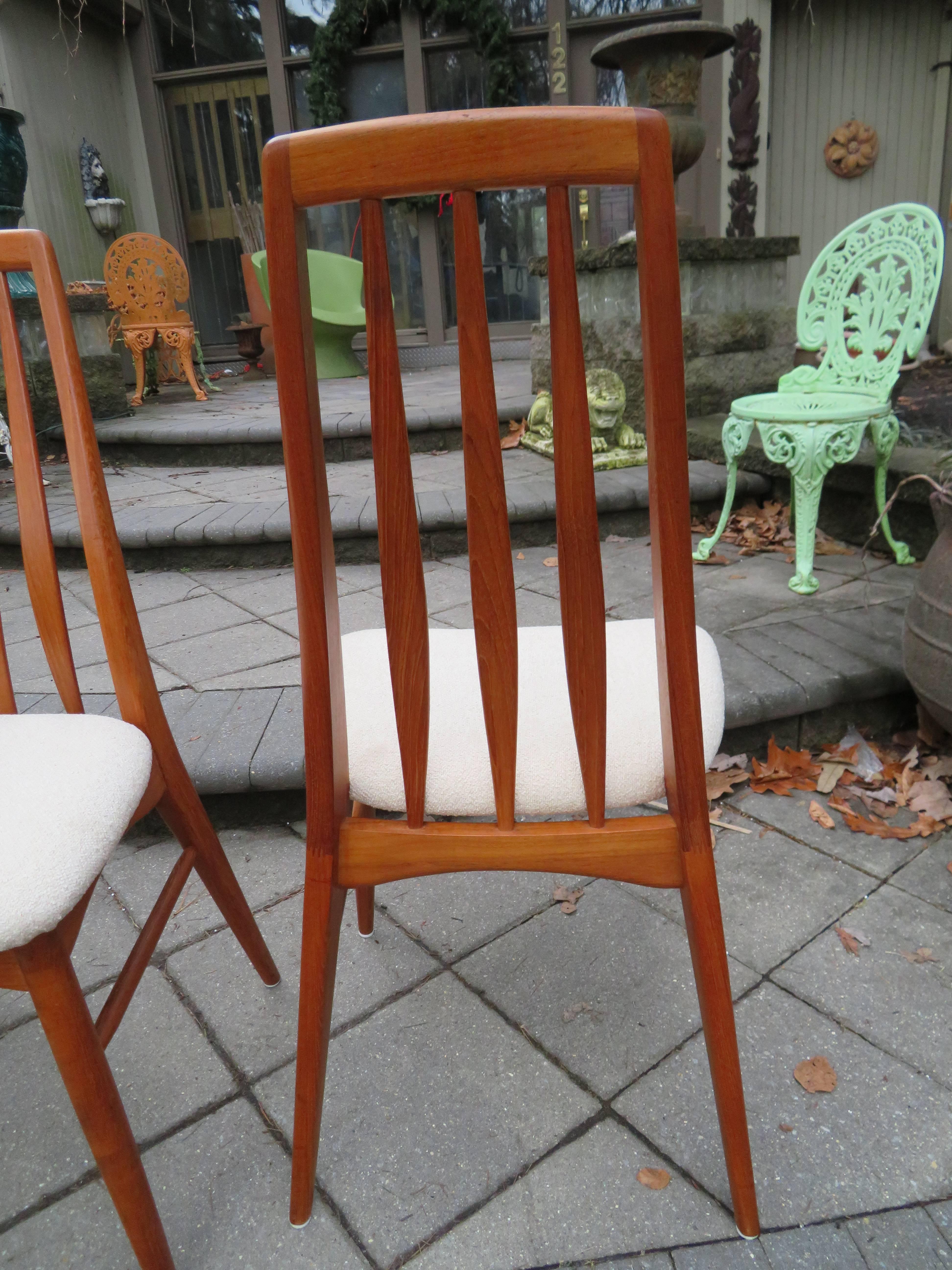 Upholstery Lovely Set of Four Teak Eva Dining Room Chairs by Niels Koefoed, 1960s For Sale