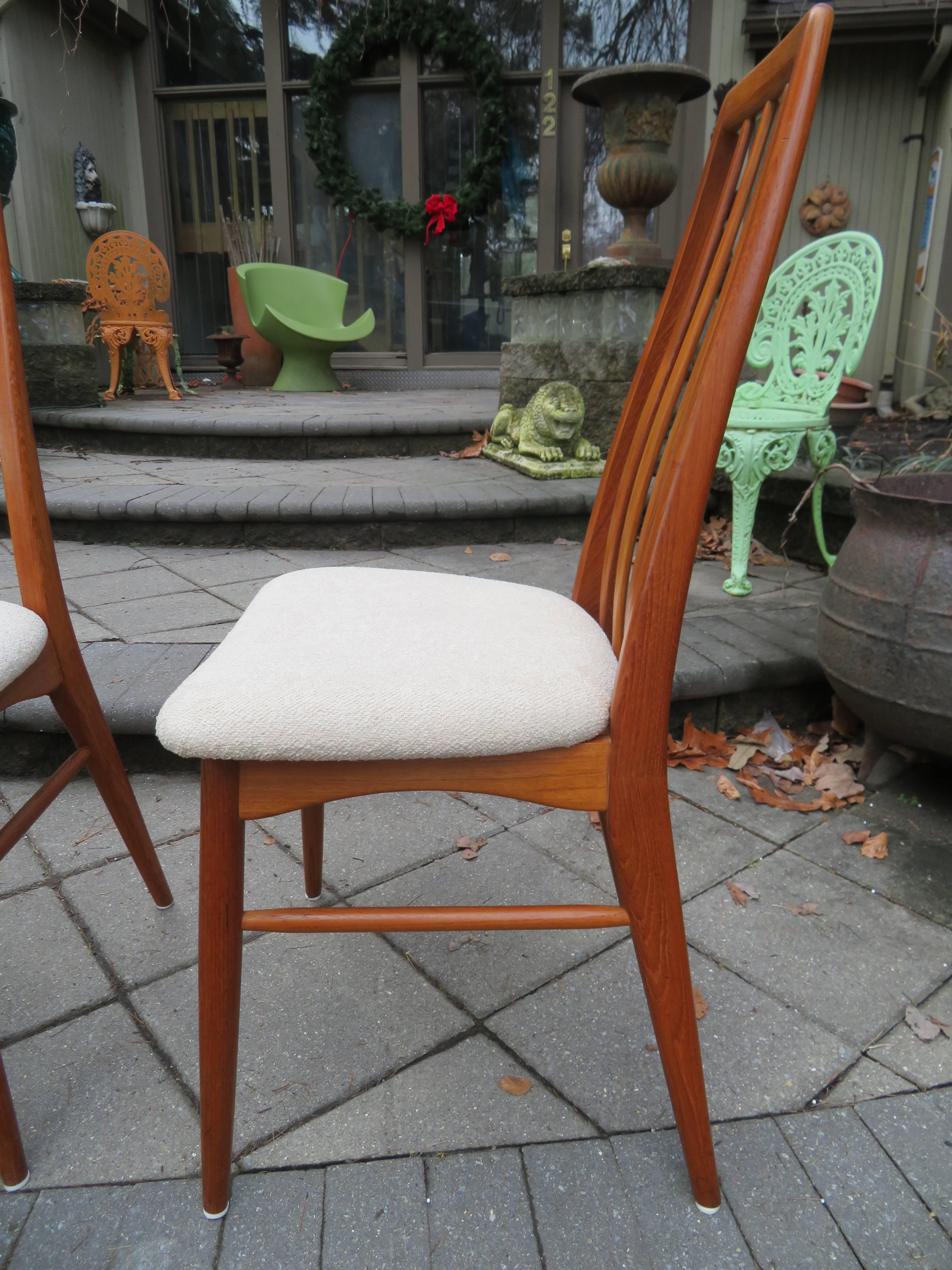 Lovely Set of Four Teak Eva Dining Room Chairs by Niels Koefoed, 1960s For Sale 1
