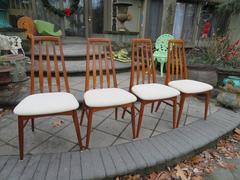 Lovely Set of Four Teak Eva Dining Room Chairs by Niels Koefoed, 1960s