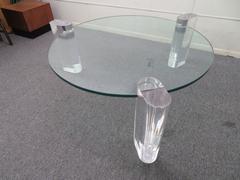 Magnificent Round Karl Springer Chunky Lucite Coffee Table, circa 1970s