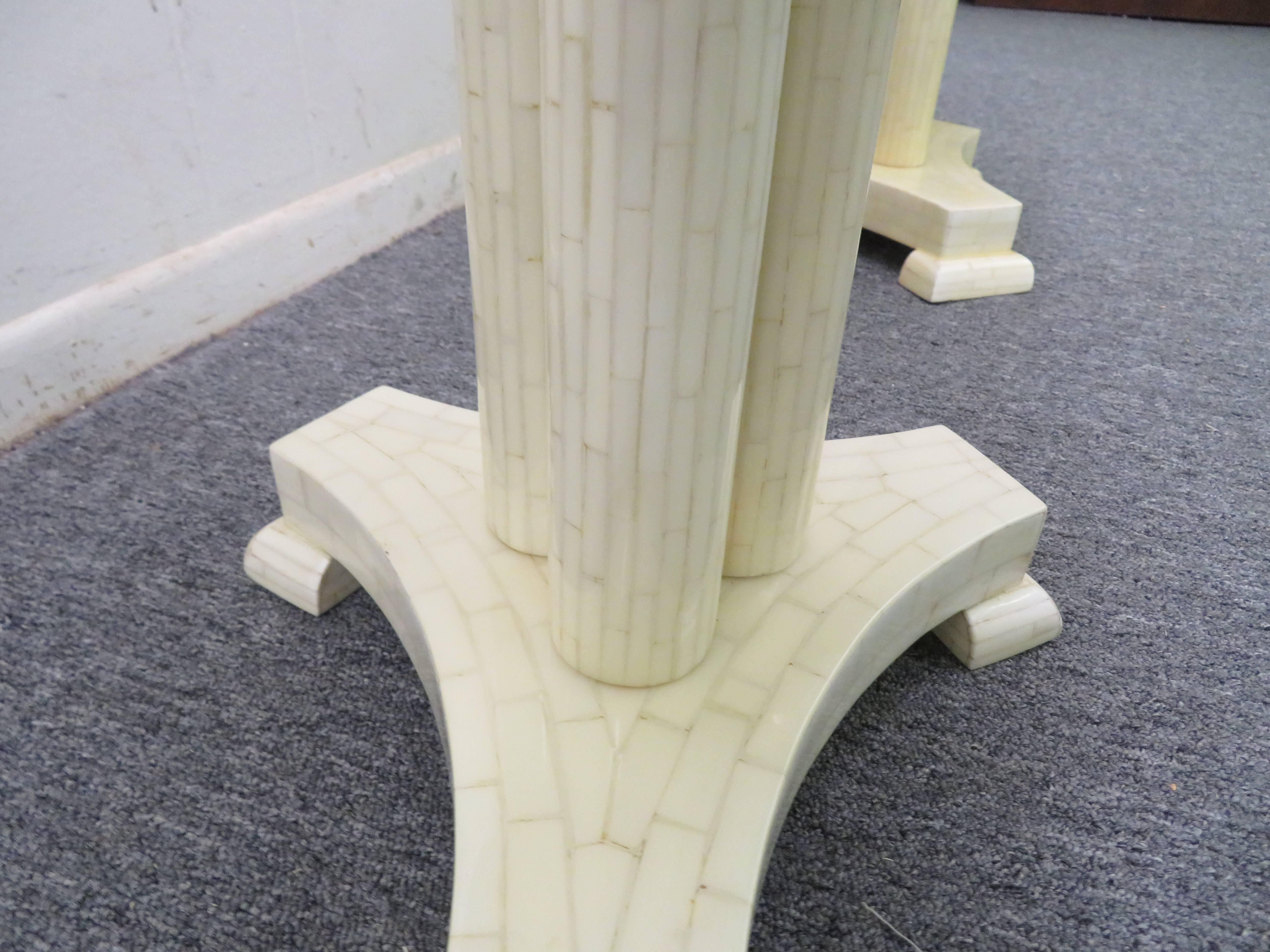Late 20th Century Gorgeous Pair of Enrique Garcel Bone Neoclassical Side End Tables Mid-Century For Sale