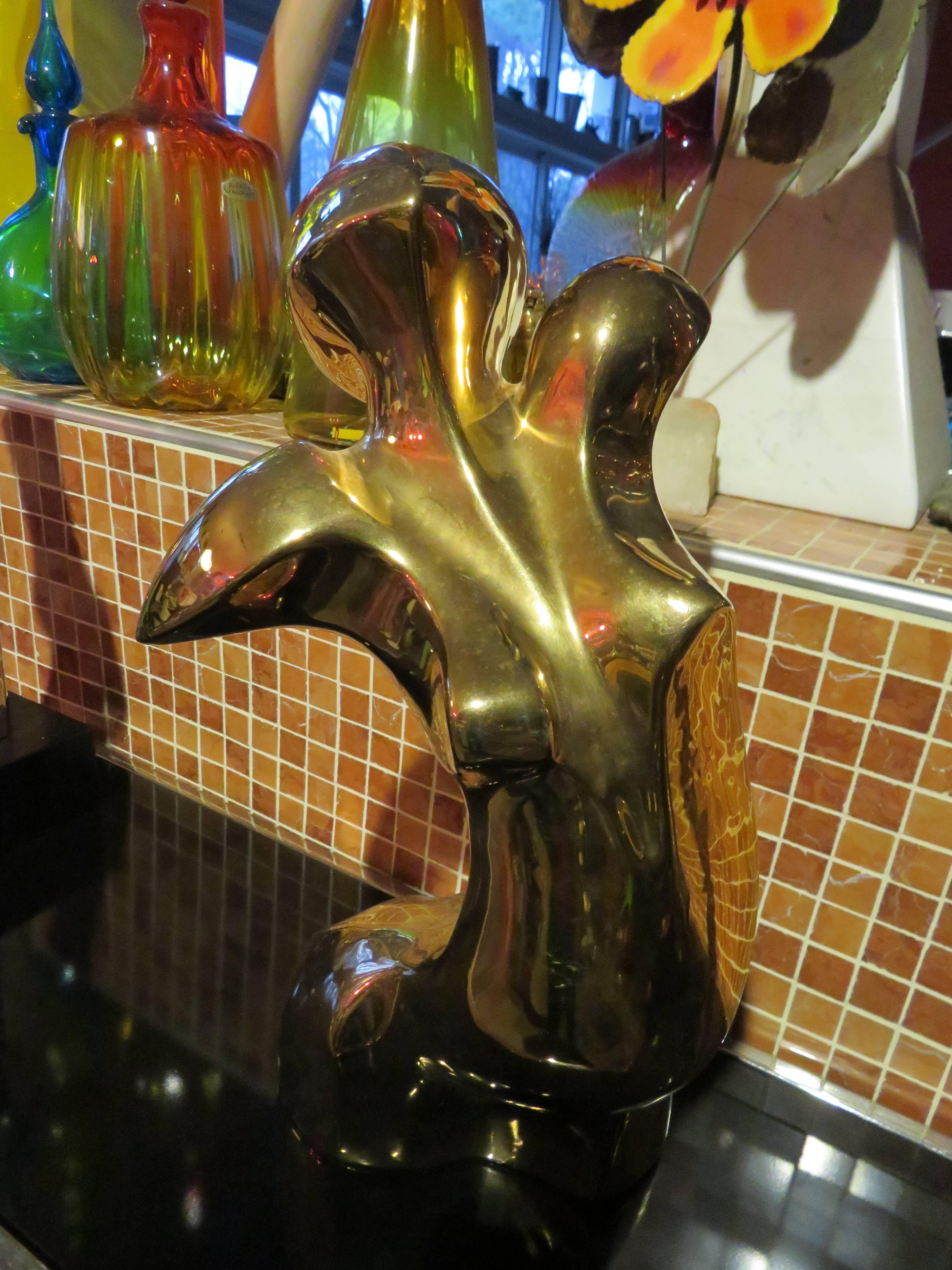 Exquisite vintage Jaru Metallic glaze ceramic bust of a nude woman's torso. Ceramiic piece measures approximately 17
