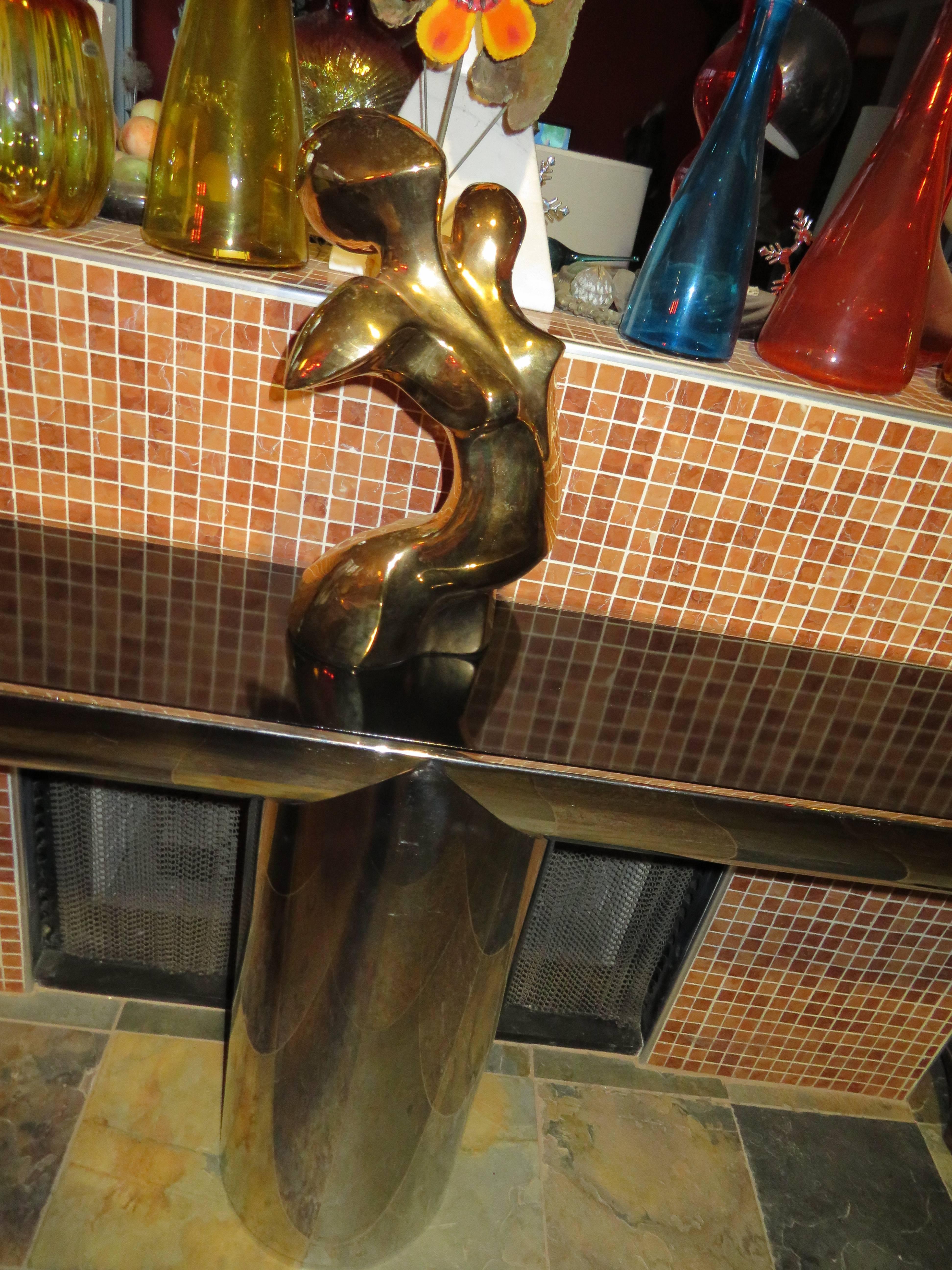 Late 20th Century Stunning Large Gold Jaru Abstract Female Nude Ceramic Sculpture