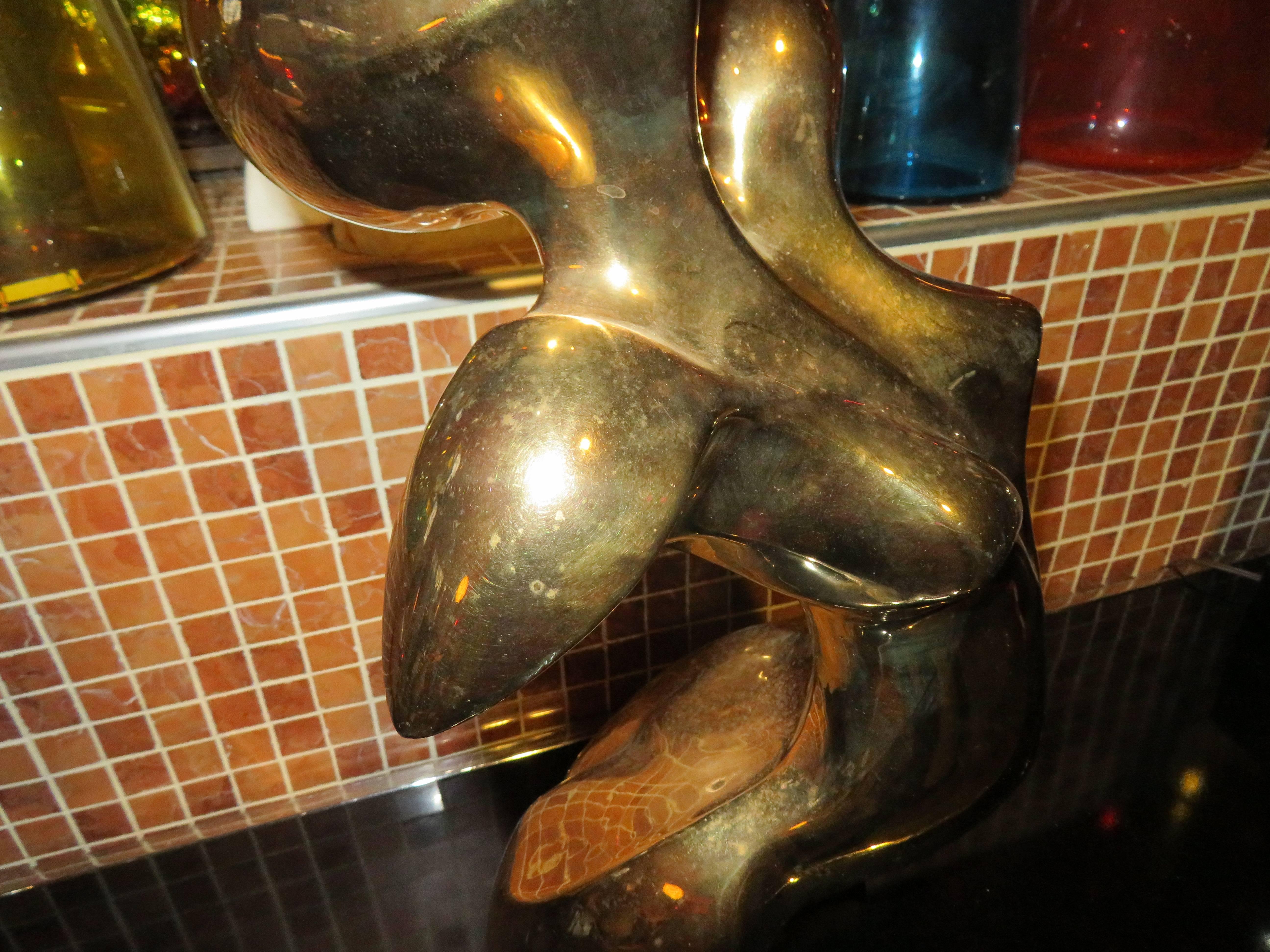 Mid-Century Modern Stunning Large Gold Jaru Abstract Female Nude Ceramic Sculpture