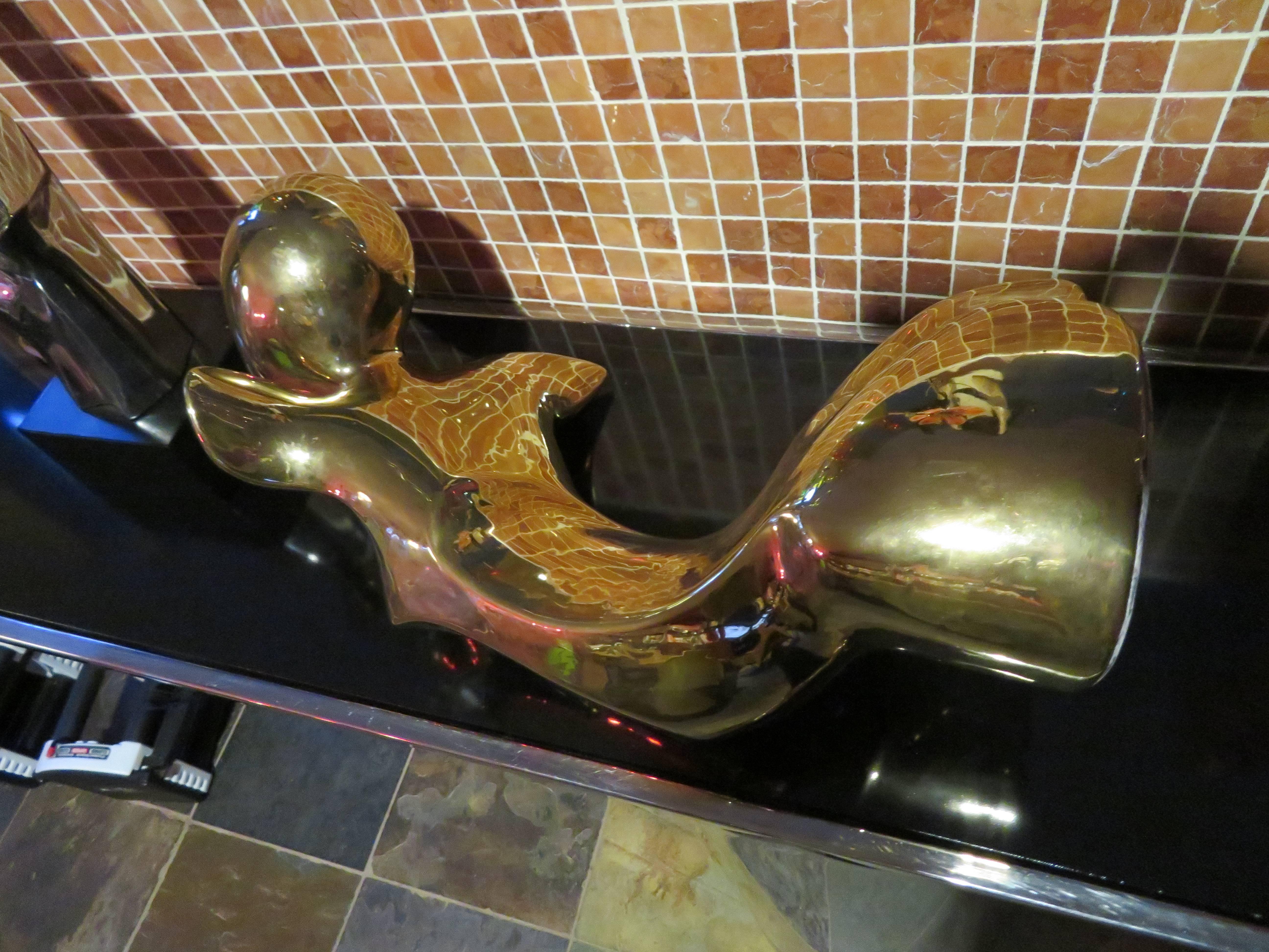 American Stunning Large Gold Jaru Abstract Female Nude Ceramic Sculpture