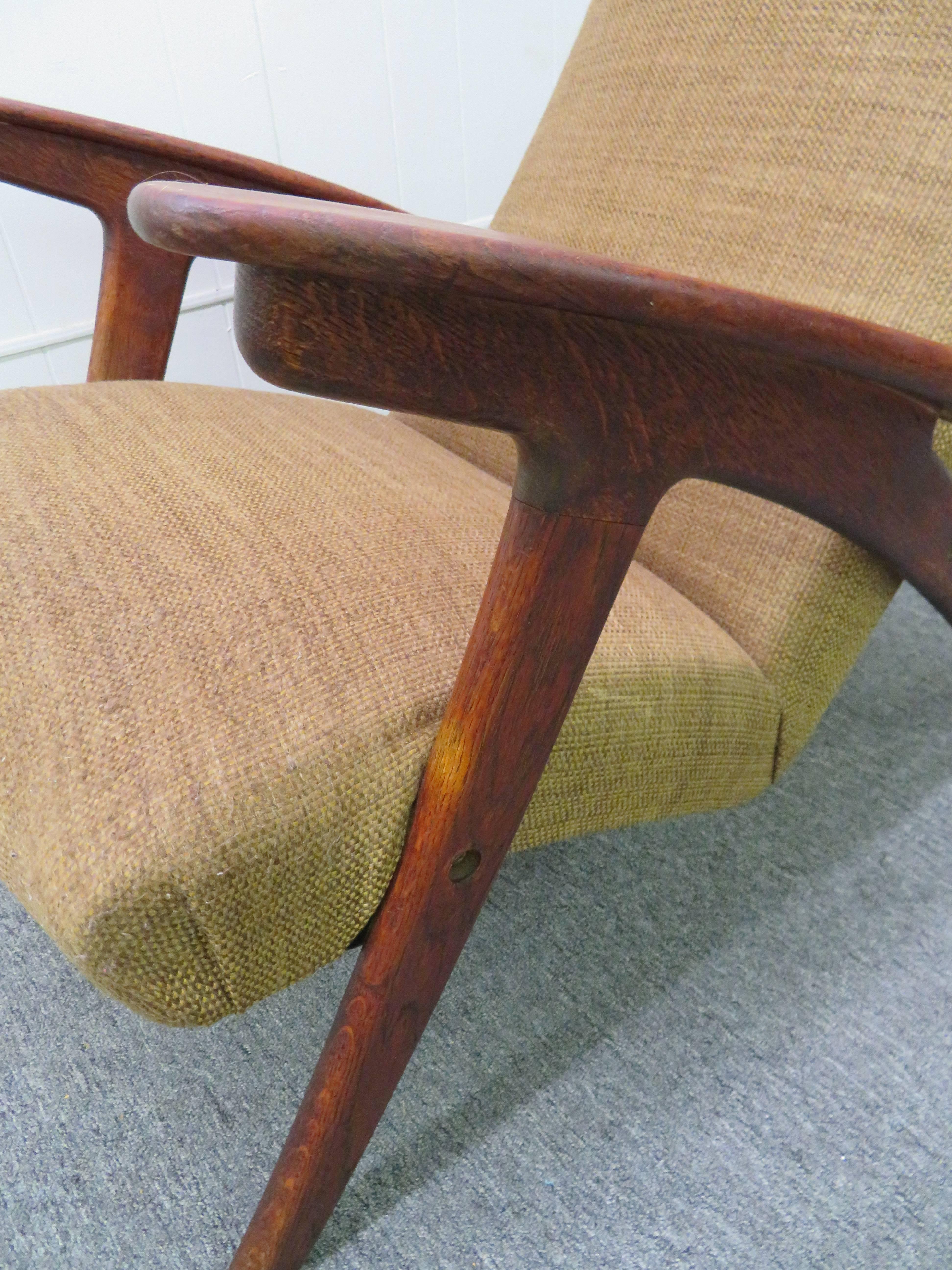 Mid-20th Century Fantastic Danish Modern Paddle Arm Teak Lounge Chair Mid-Century For Sale