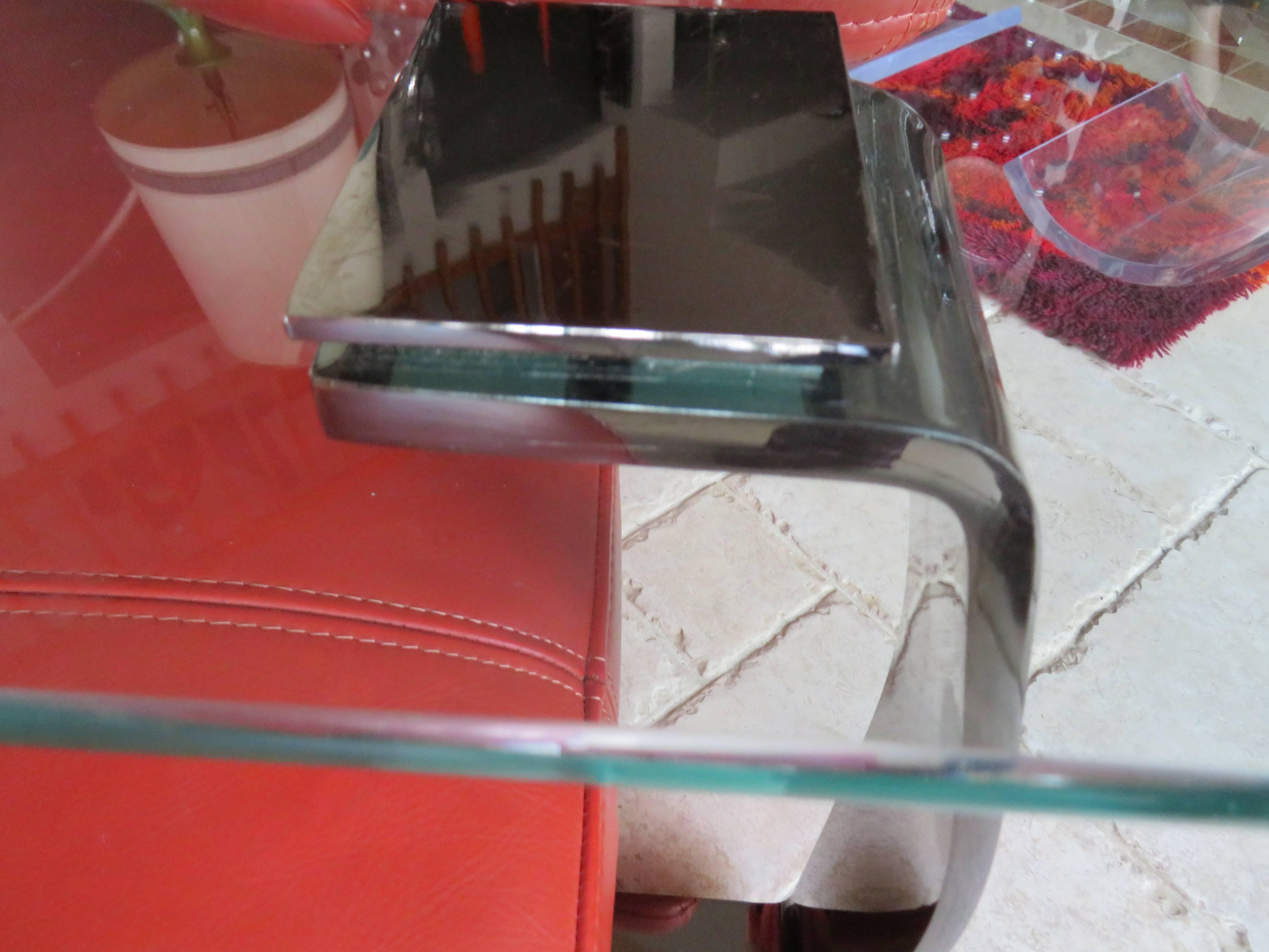 DIA Gun Metal Finish Glass Cigarette Side Table Mid-Century Modern For Sale 3