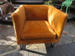 Petite Milo Baughman Chrome Cube Lounge Chair, Mid-Century Modern