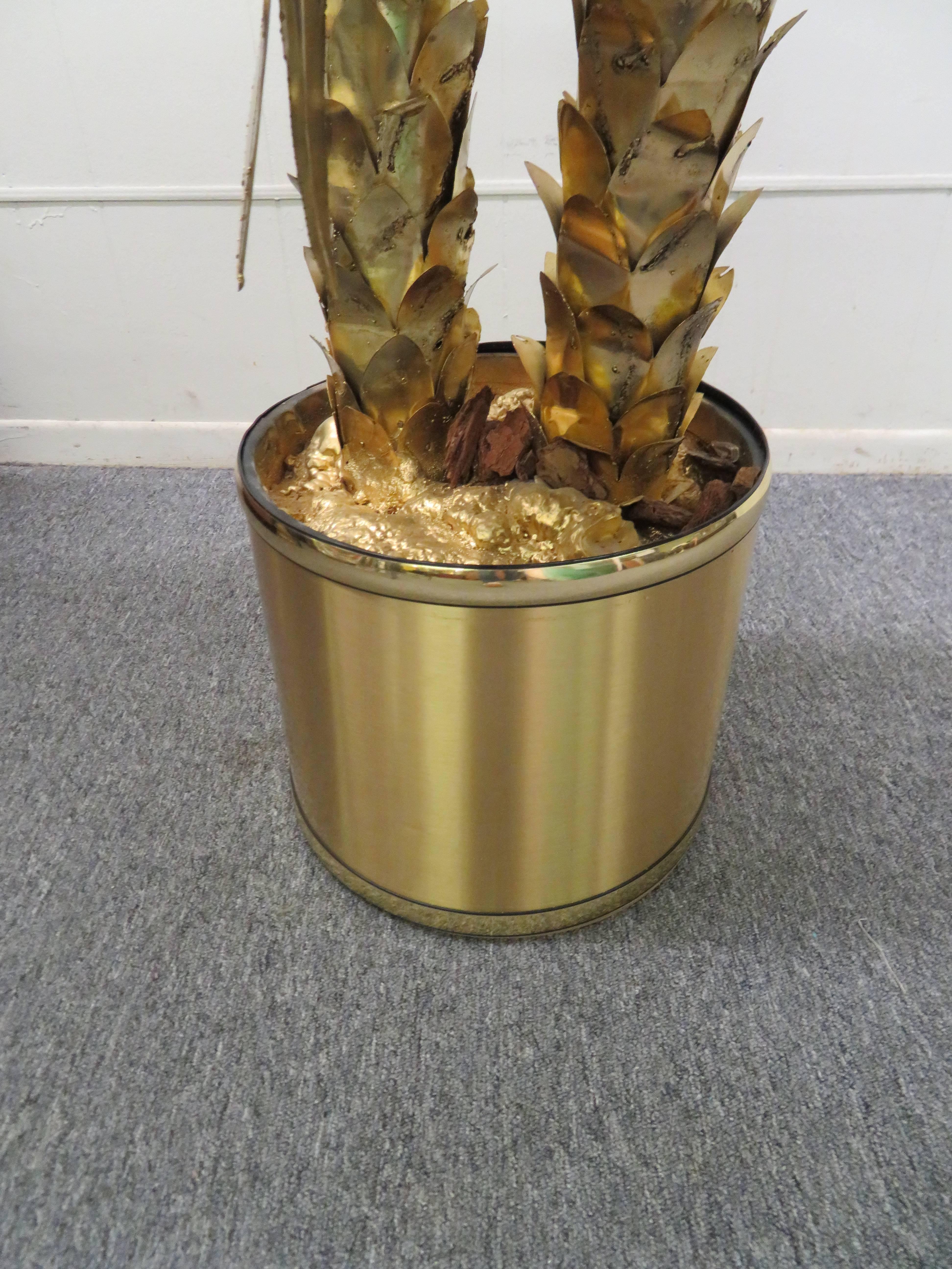 American Giant Curtis Jere Sculptural Brass Palm Tree Torch Cut, Mid-Century Modern