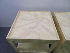 Stunning Pair of Karl Springer Style Faux Goatskin End Table Nightstands