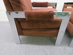 Chunky Chrome Pair Milo Baughman StyleLounge Chairs, Mid-Century Modern