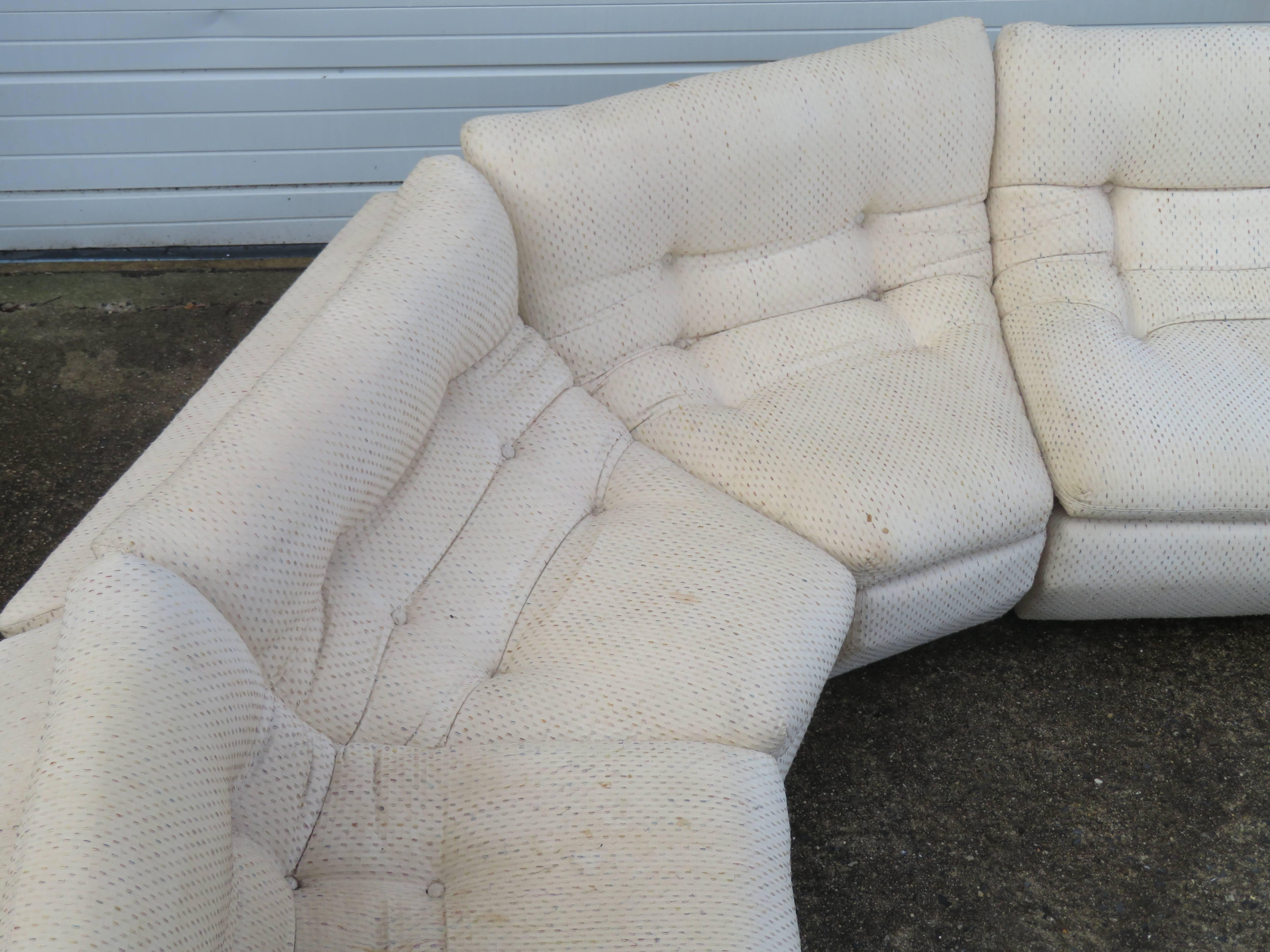 Unusual Vladimir Kagan for Preview Six-Piece Sofa Sectional Mid-Century Modern In Good Condition In Pemberton, NJ