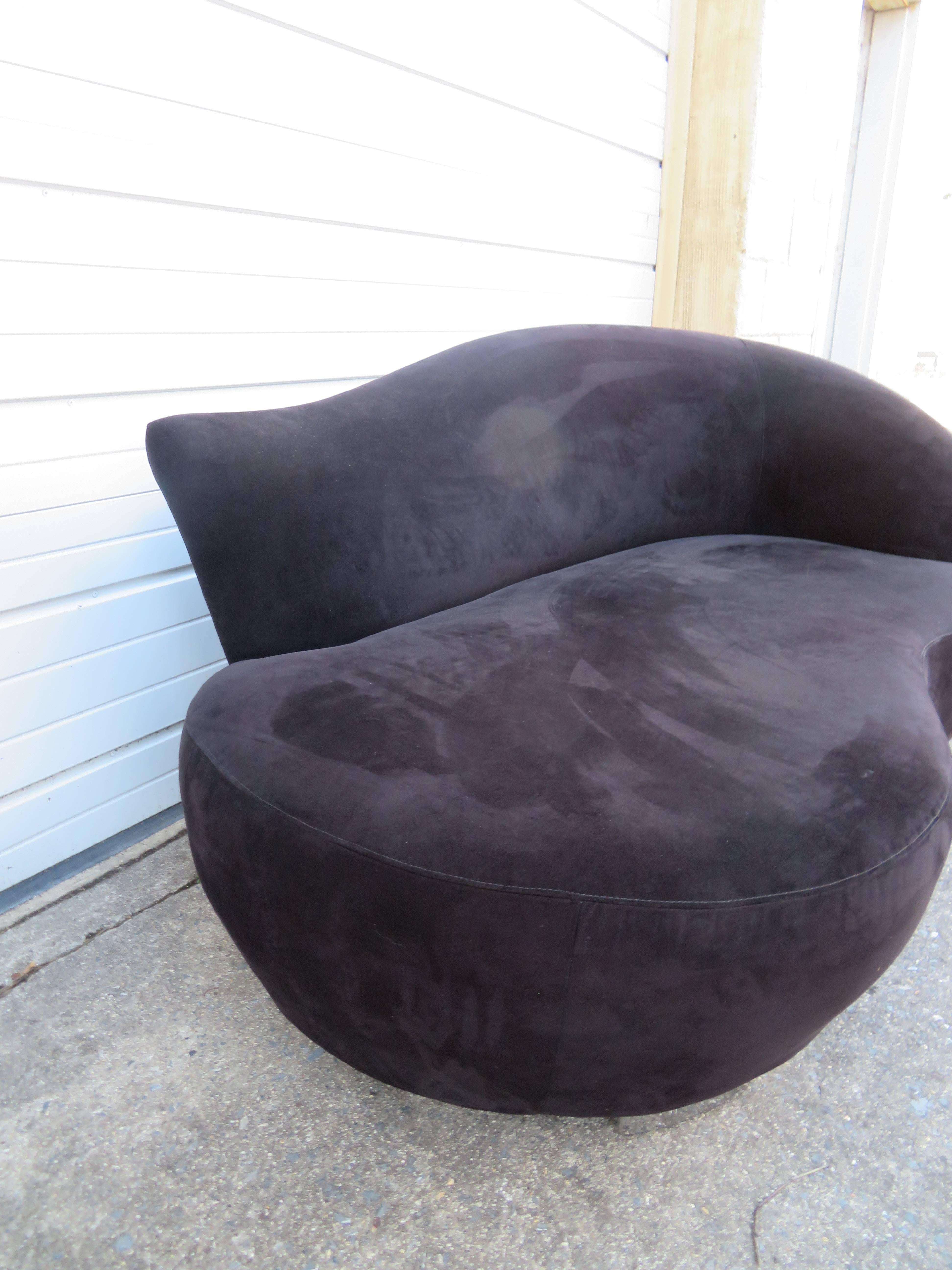 Mid-Century Modern Gorgeous Ultra-Suede Petite Cloud Sofa Loveseat Mid-Century Vladimir Kagan