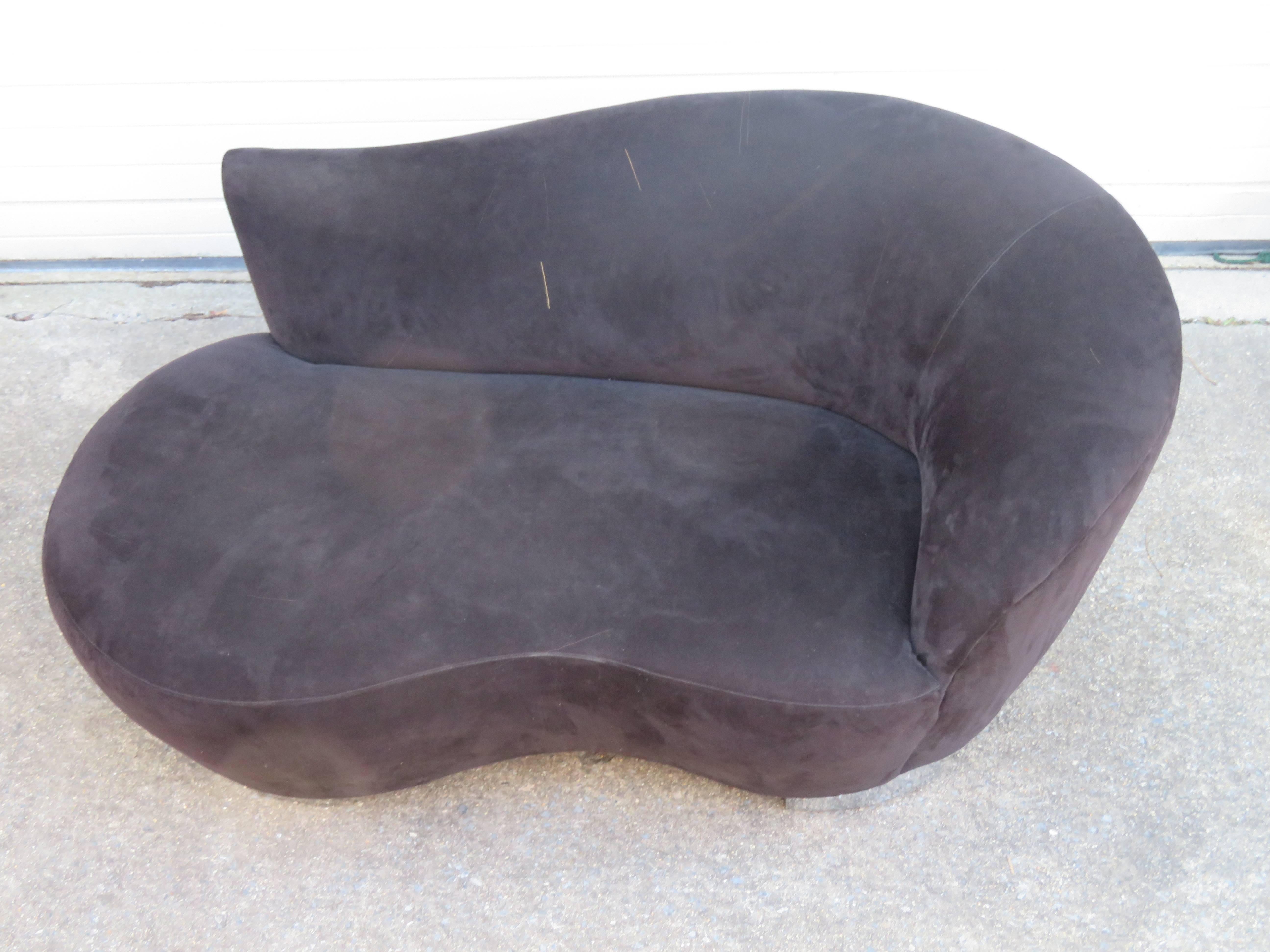 Upholstery Gorgeous Ultra-Suede Petite Cloud Sofa Loveseat Mid-Century Vladimir Kagan