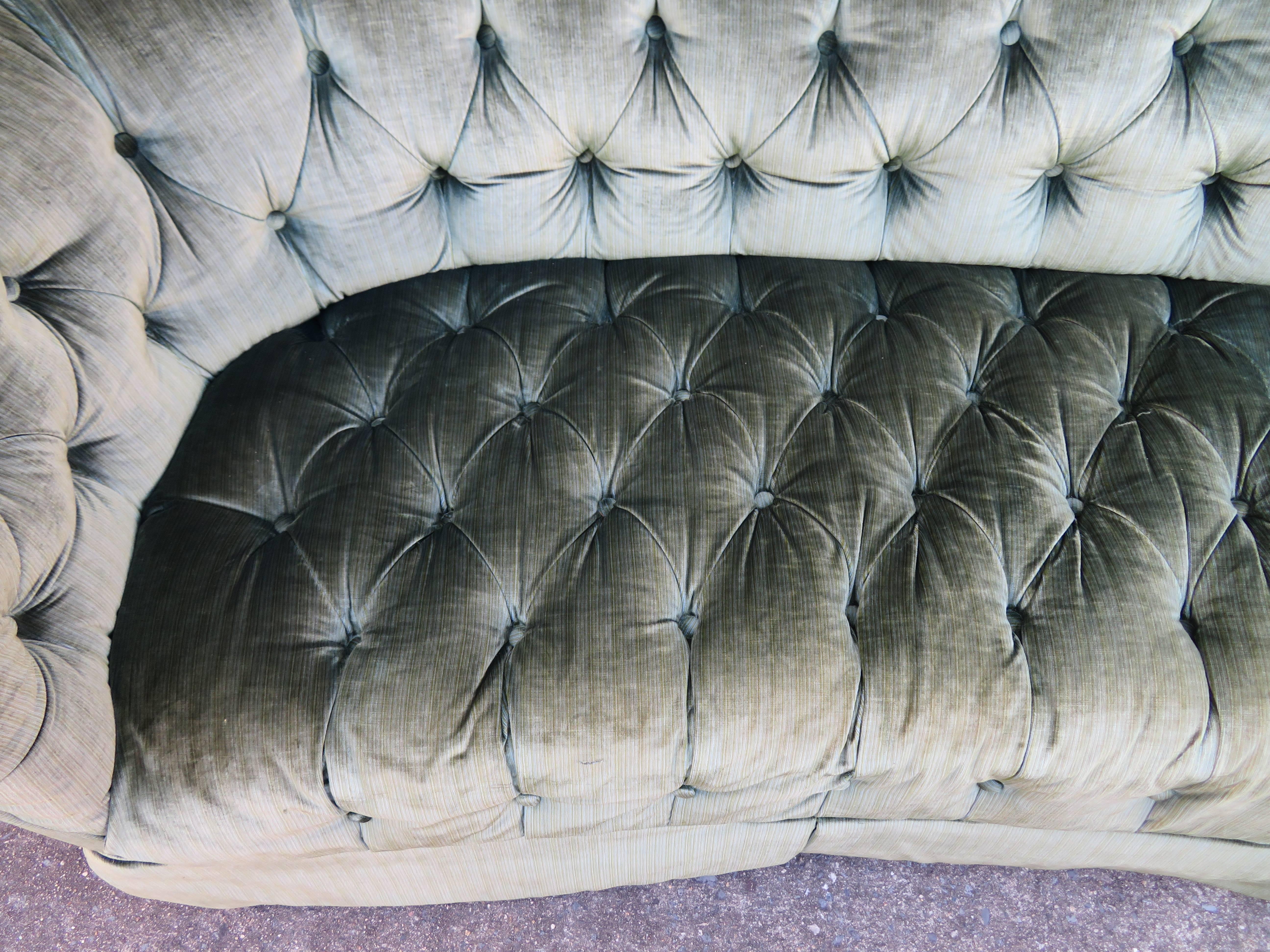 Hollywood Regency Gorgeous Dorothy Draper Style Curved Tufted Sofa Regency Modern