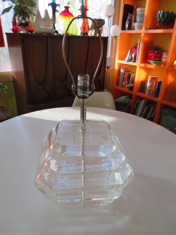 Gorgeous thick chunky stacked Lucite lamp by George Bullio.