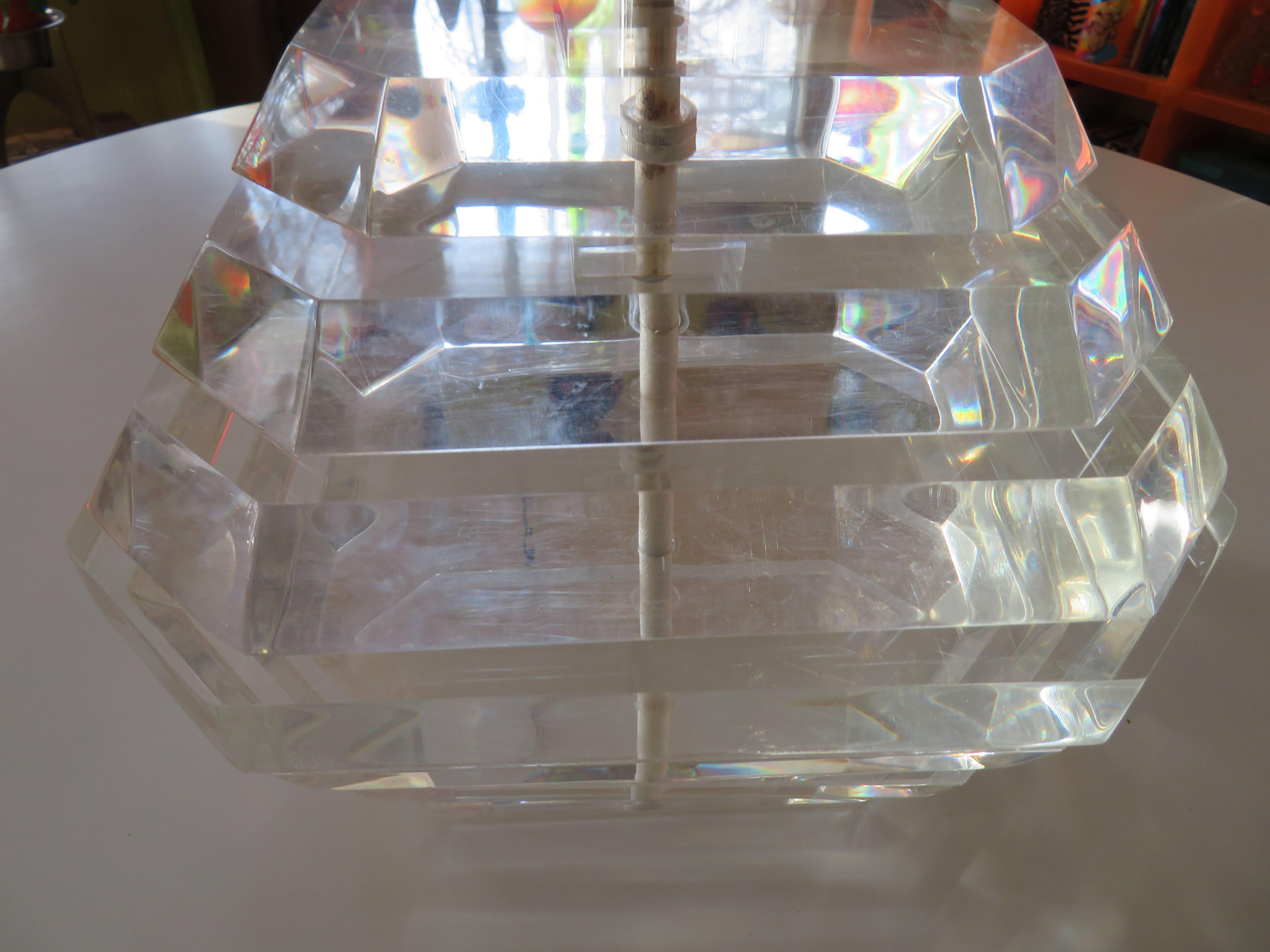 Mid-Century Modern Gorgeous Stacked Lucite Lamp by George Bullio For Sale