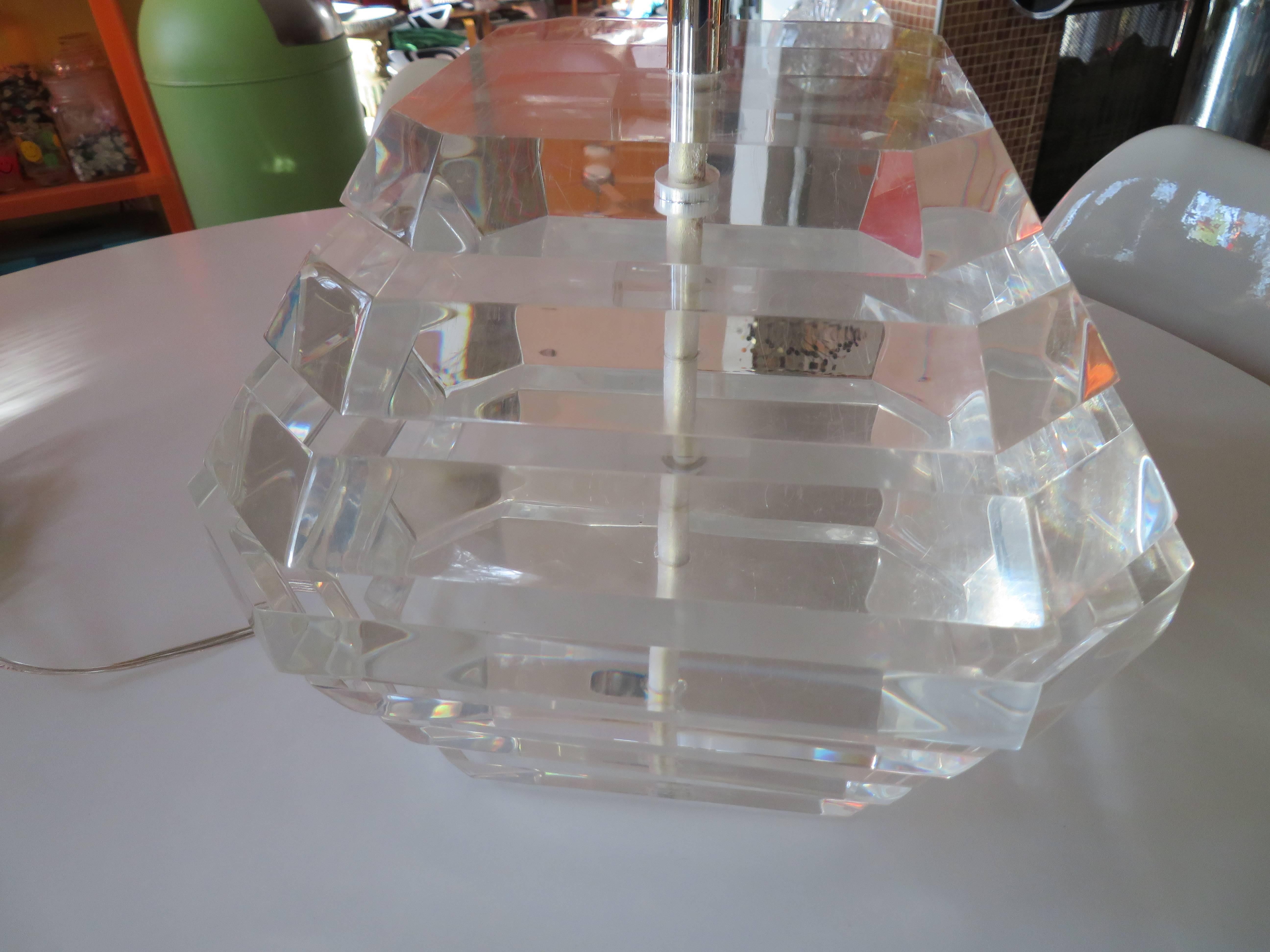 Gorgeous Stacked Lucite Lamp by George Bullio In Good Condition For Sale In Pemberton, NJ