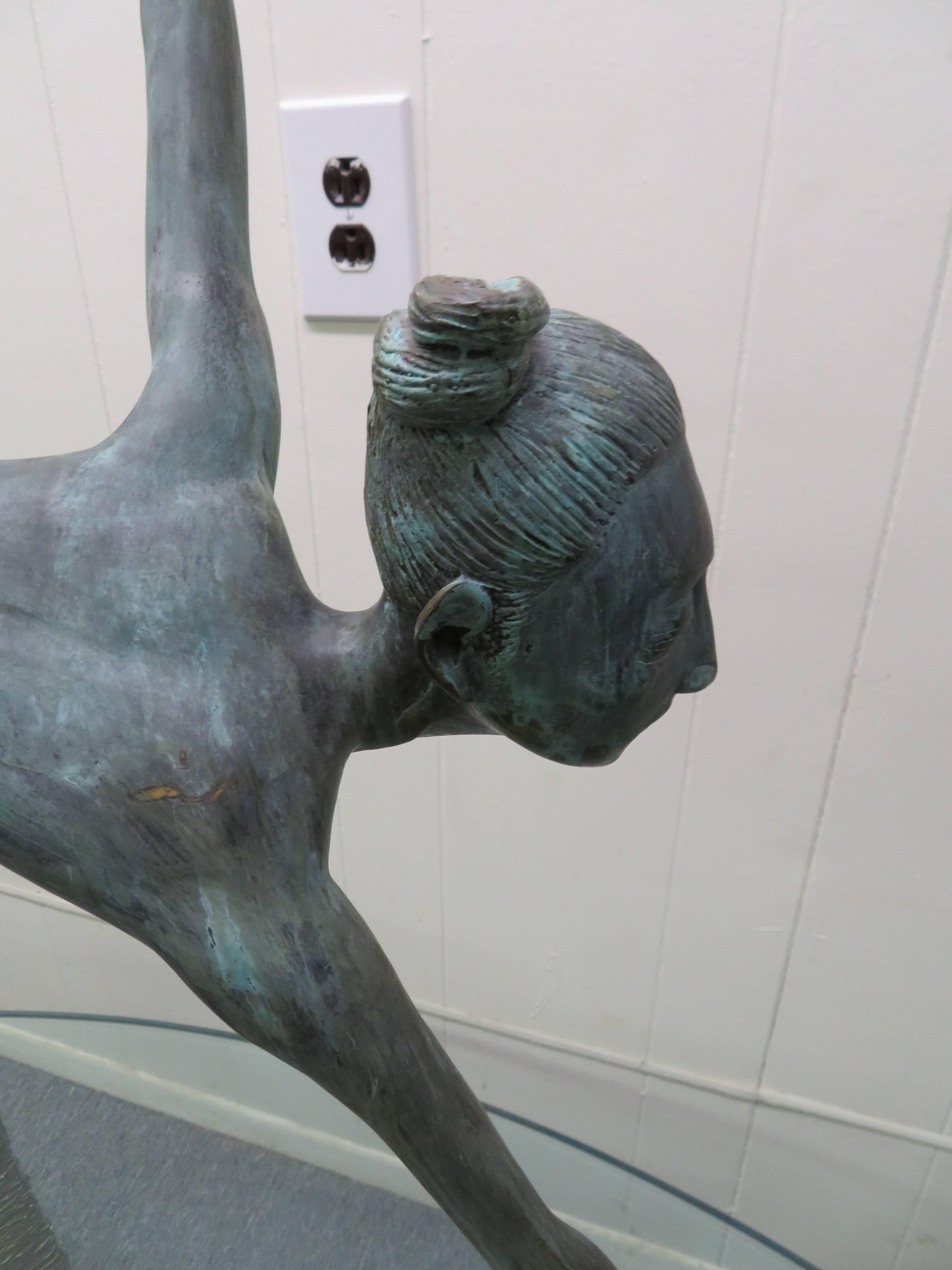 Mid-Century Modern Large-Scale Patinated Bronze Hattakitkosol Somchai Ballerina Dancer Sculpture