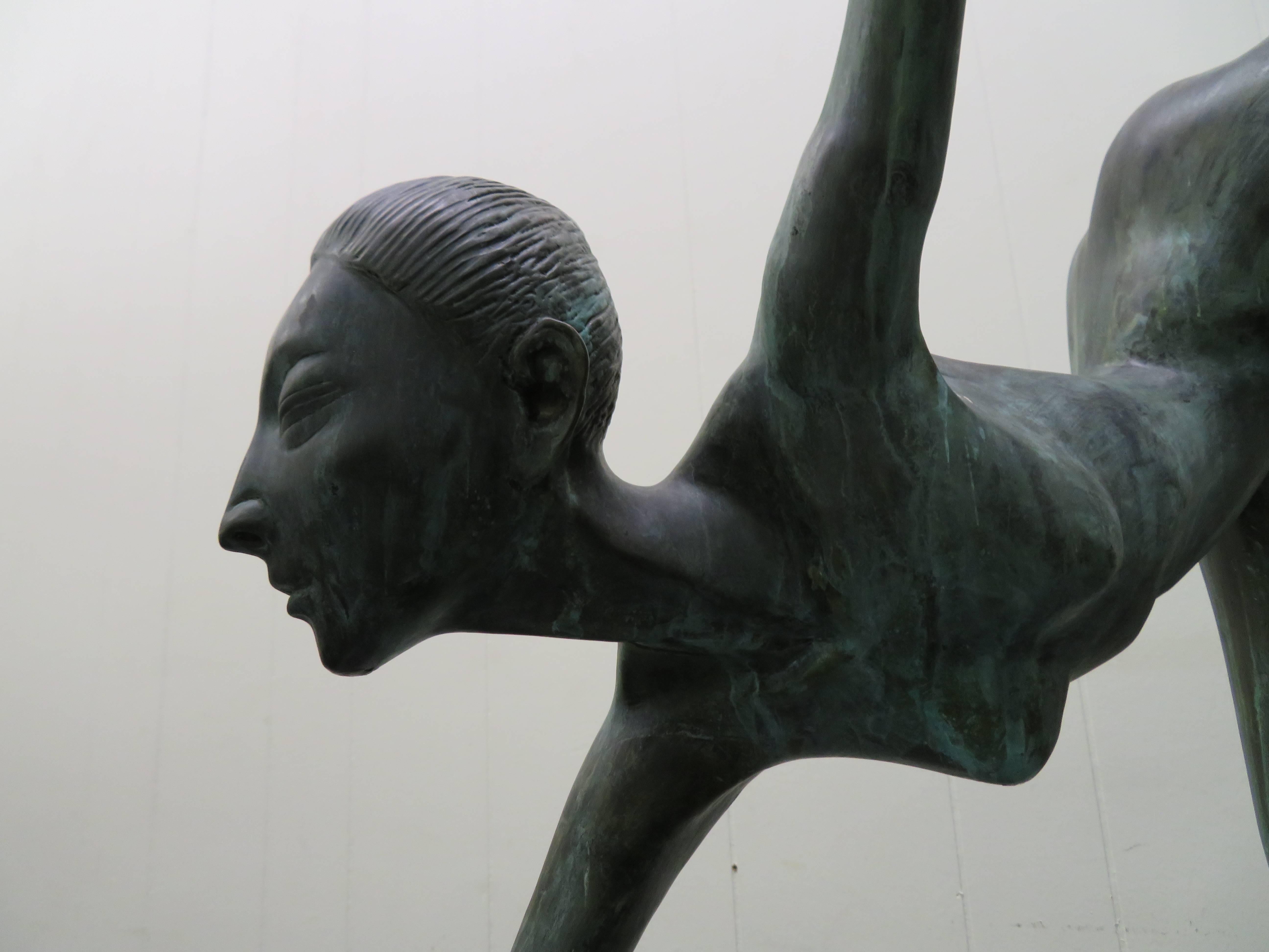 Thai Large-Scale Patinated Bronze Hattakitkosol Somchai Ballerina Dancer Sculpture