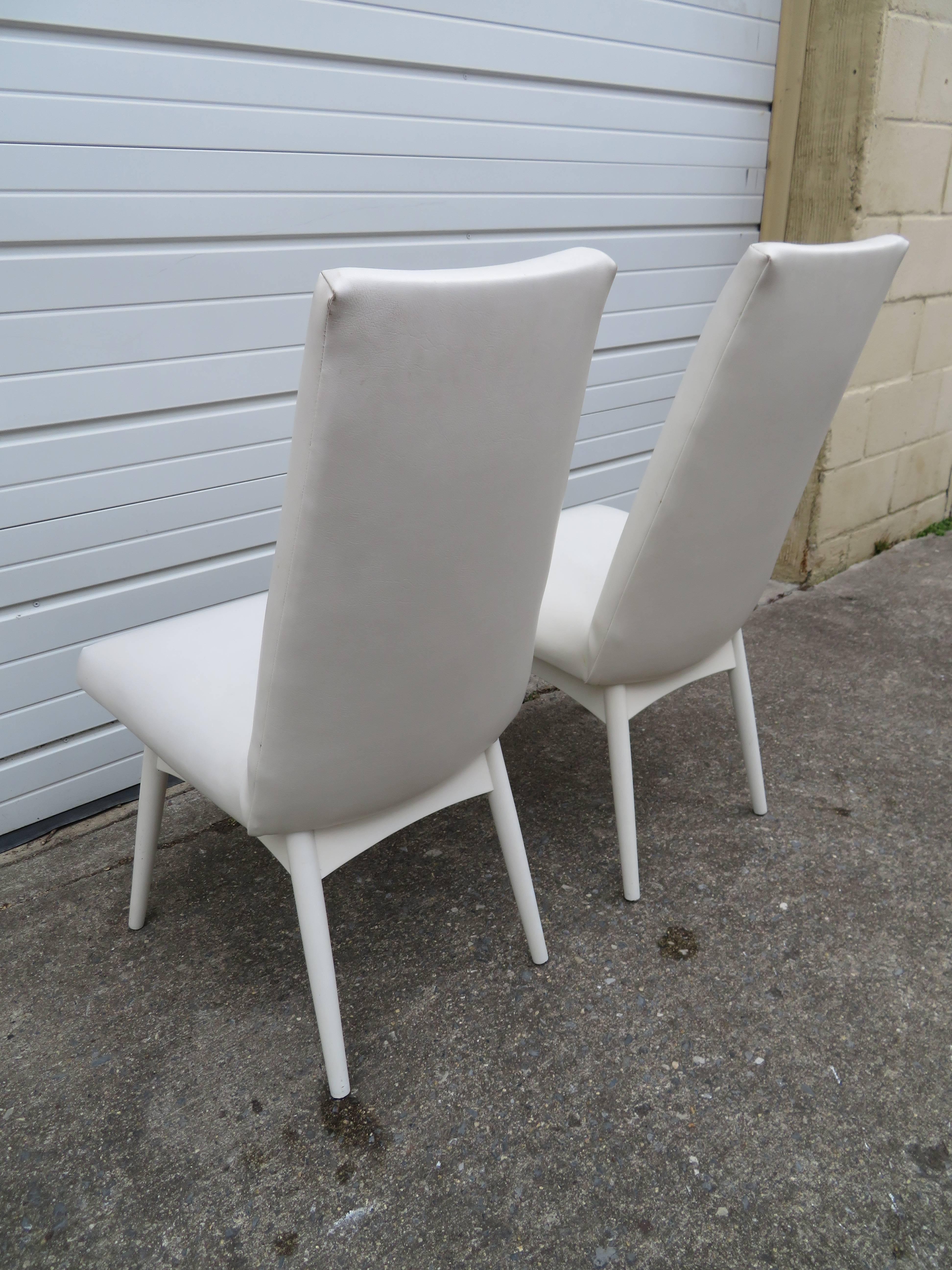 Set Four Adrian Pearsall  White Lacquered Dining Chairs, Mid-Century Modern For Sale 2