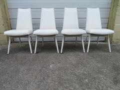Set Four Adrian Pearsall  White Lacquered Dining Chairs, Mid-Century Modern