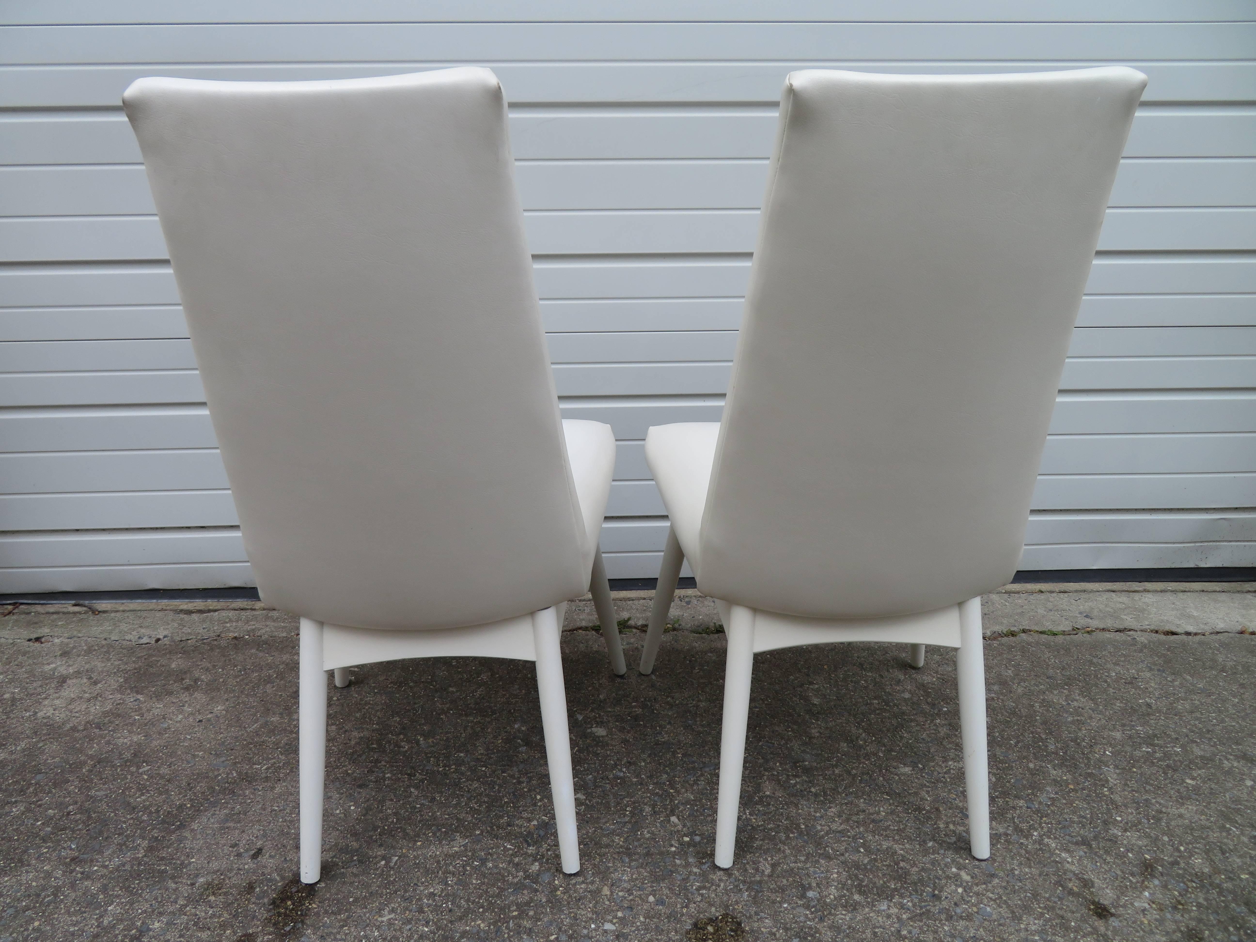 American Set Four Adrian Pearsall  White Lacquered Dining Chairs, Mid-Century Modern For Sale