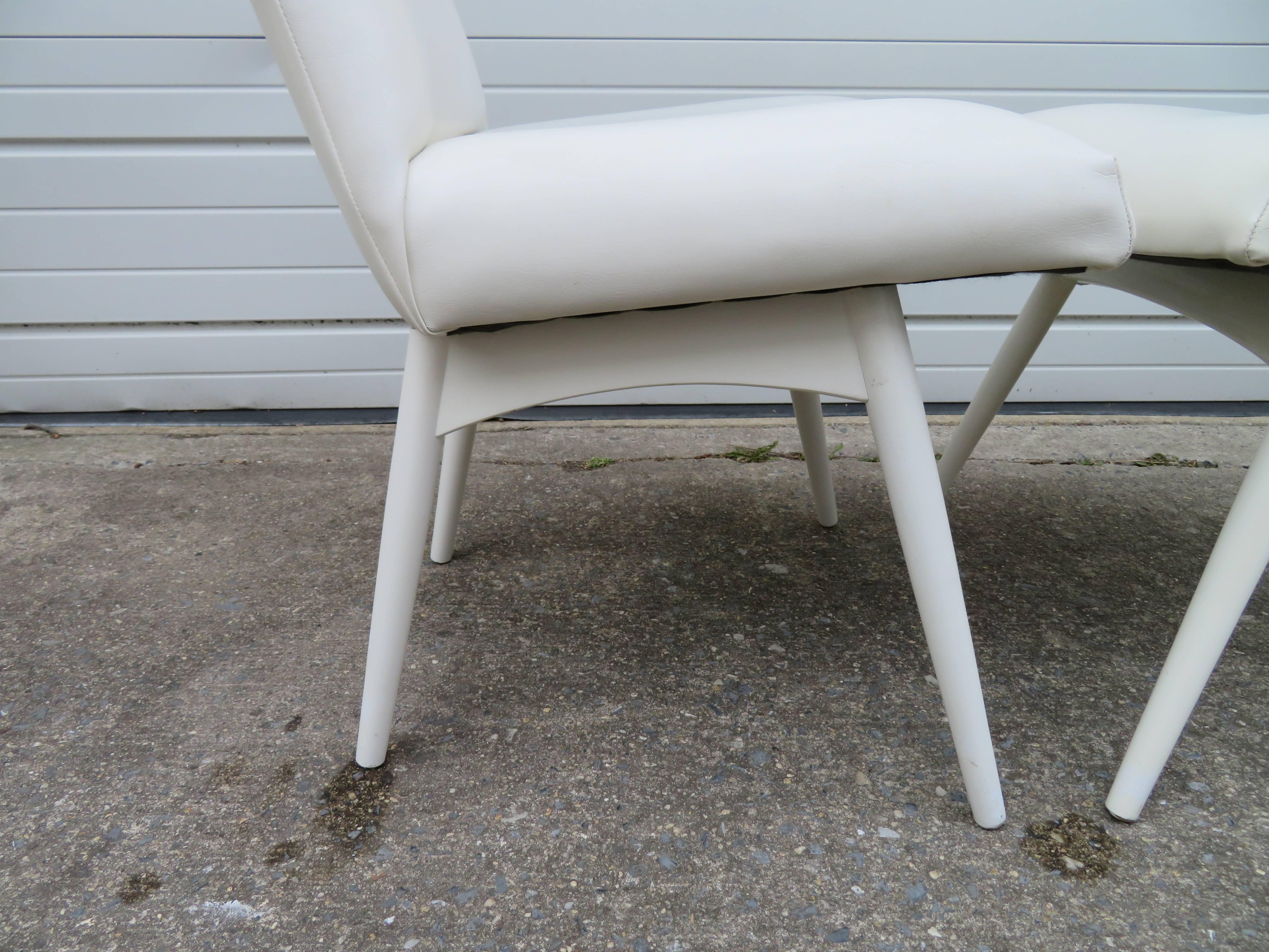 Set Four Adrian Pearsall  White Lacquered Dining Chairs, Mid-Century Modern In Good Condition For Sale In Pemberton, NJ