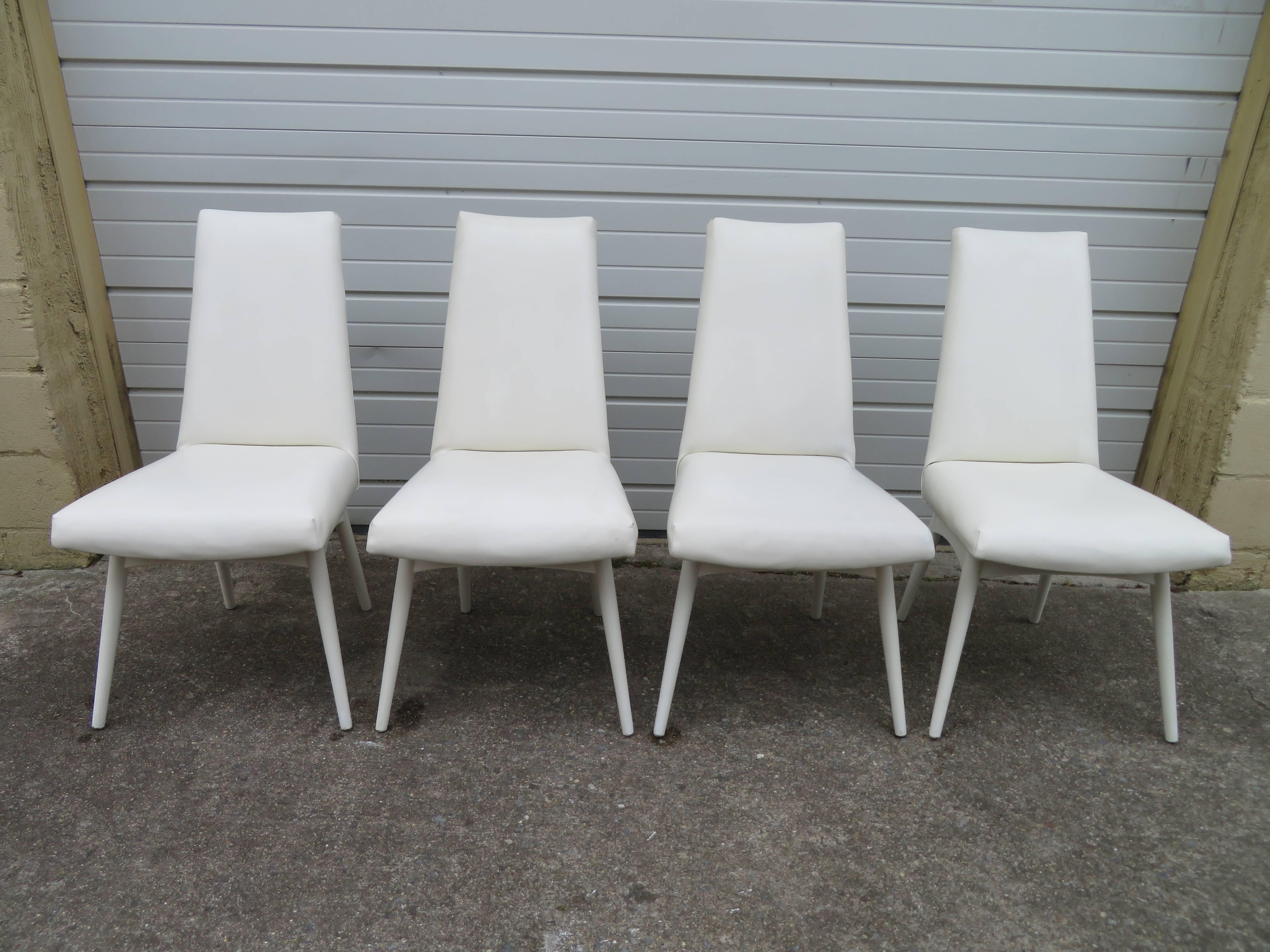 Set Four Adrian Pearsall  White Lacquered Dining Chairs, Mid-Century Modern For Sale 3