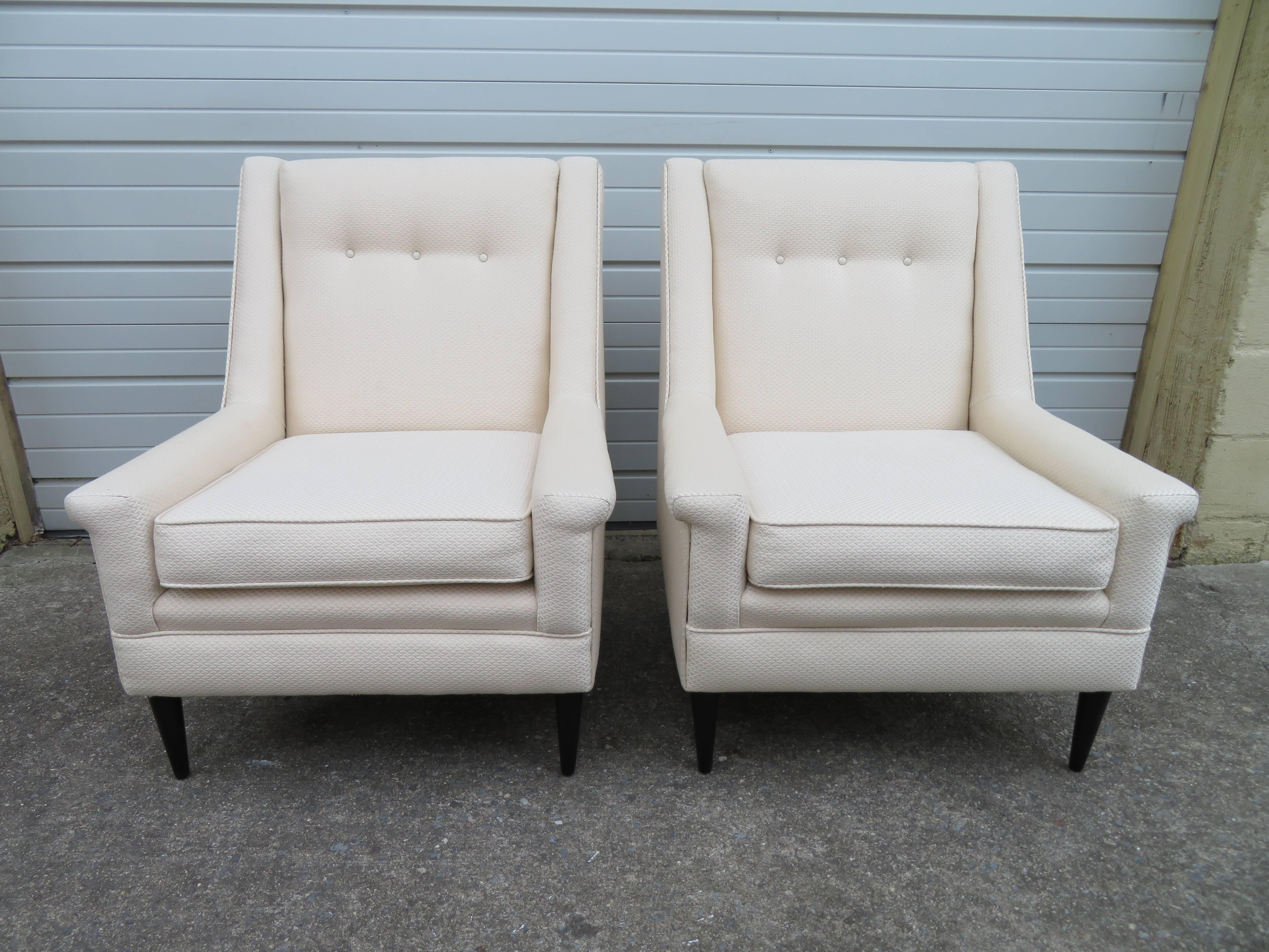 Magnifique paire de fauteuils de salon de style Harvey Probber, mi-siècle moderne en vente 2