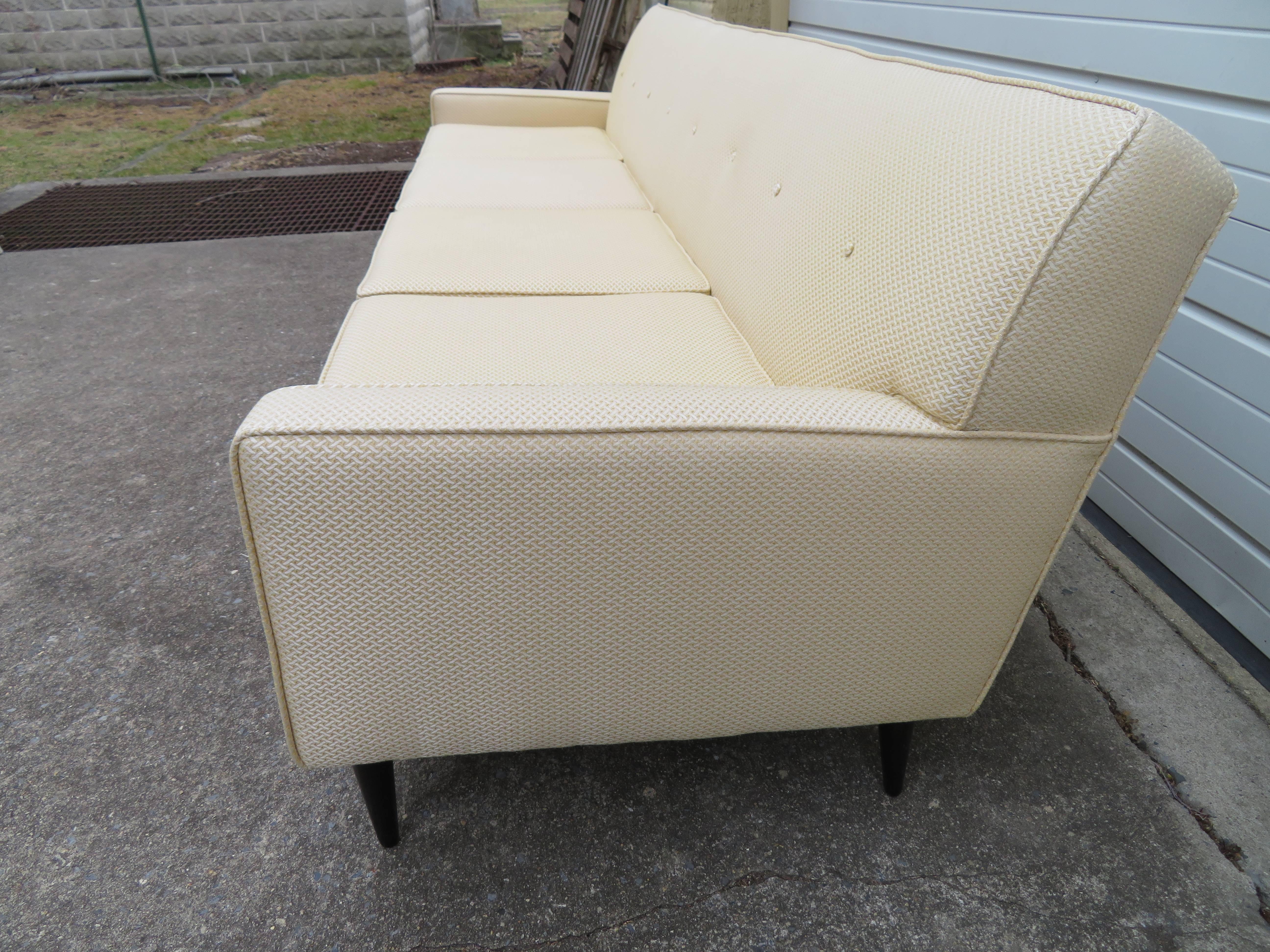 American Handsome Harvey Probber Style Four-Seat Sofa, Mid-Century Modern For Sale