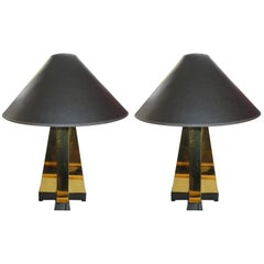 Wonderful Pair of Curtis Jere Style Brass Table Lamps, Mid-Century Modern