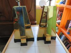 Wonderful Pair of Curtis Jere Style Brass Table Lamps, Mid-Century Modern