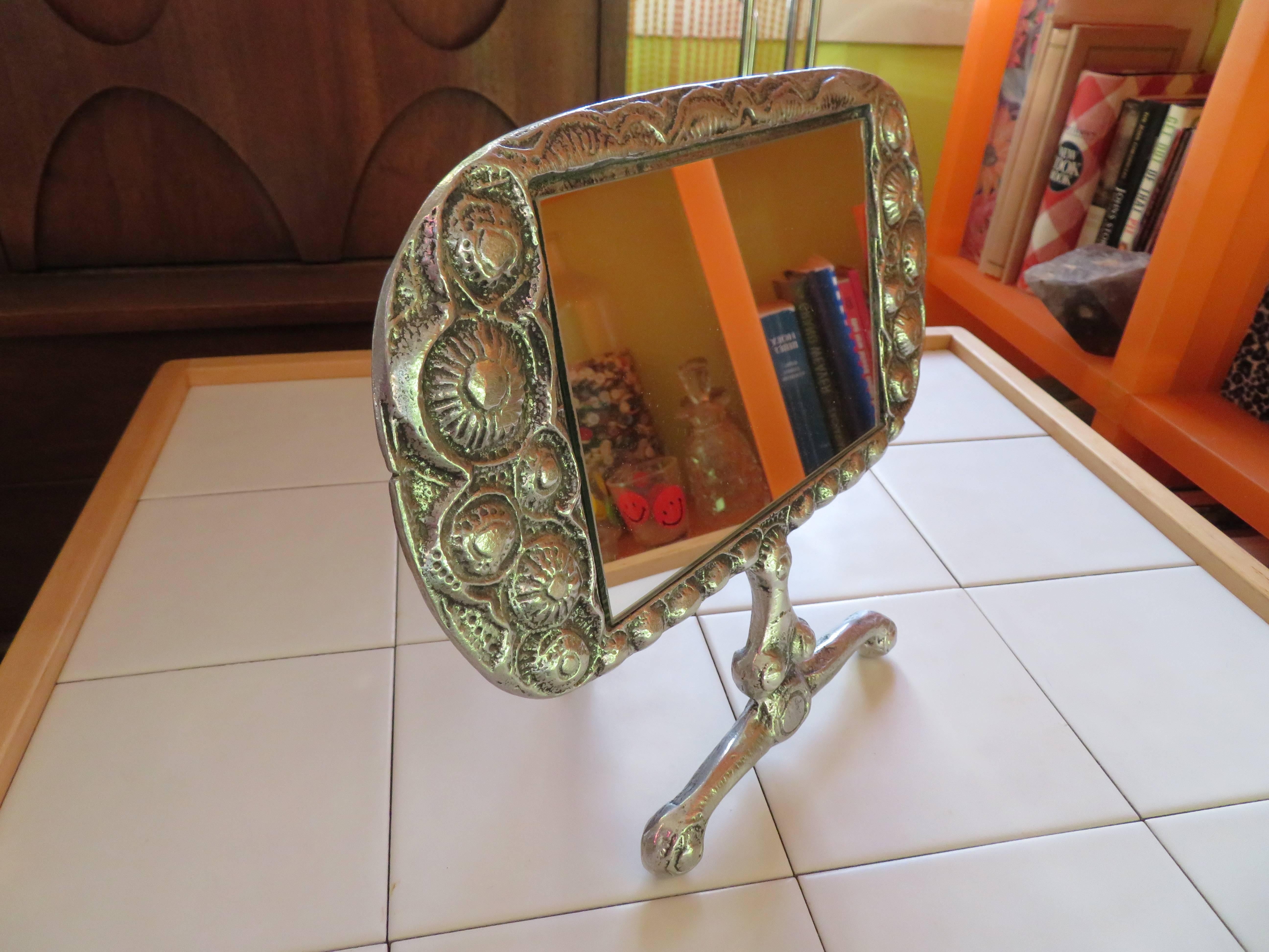 Late 20th Century Stunning Donald Drumm Brutalist Aluminium Dressing Table Mirror, Mid-Century For Sale